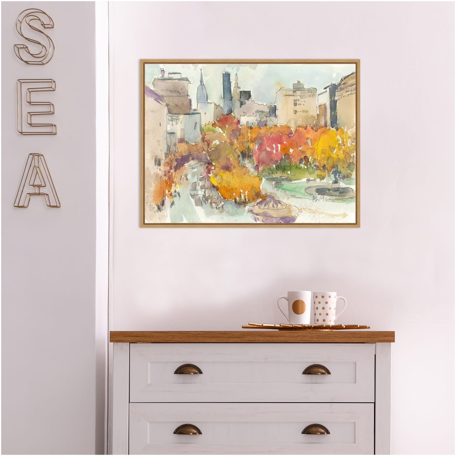 Amanti Art Autumn in New York Study III by Samuel Dixon Framed Canvas Wall Art Print, 18inH x 24inW, Maple - Image 4
