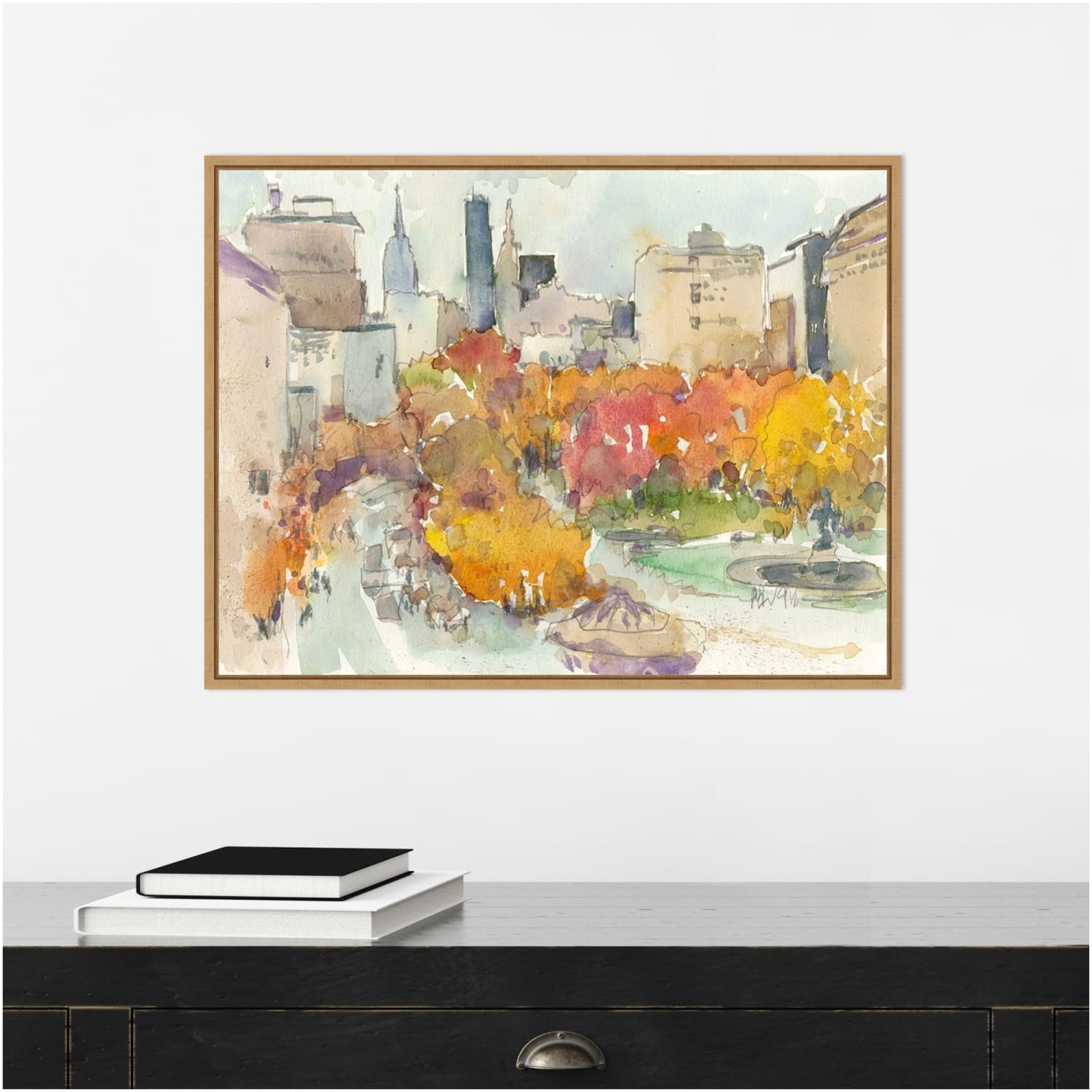 Amanti Art Autumn in New York Study III by Samuel Dixon Framed Canvas Wall Art Print, 18inH x 24inW, Maple - Image 5