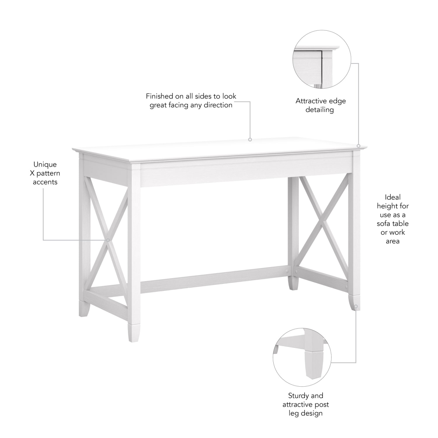 Bush Furniture Key West 48inW Writing Desk, Pure White Oak, Standard Delivery - Image 3