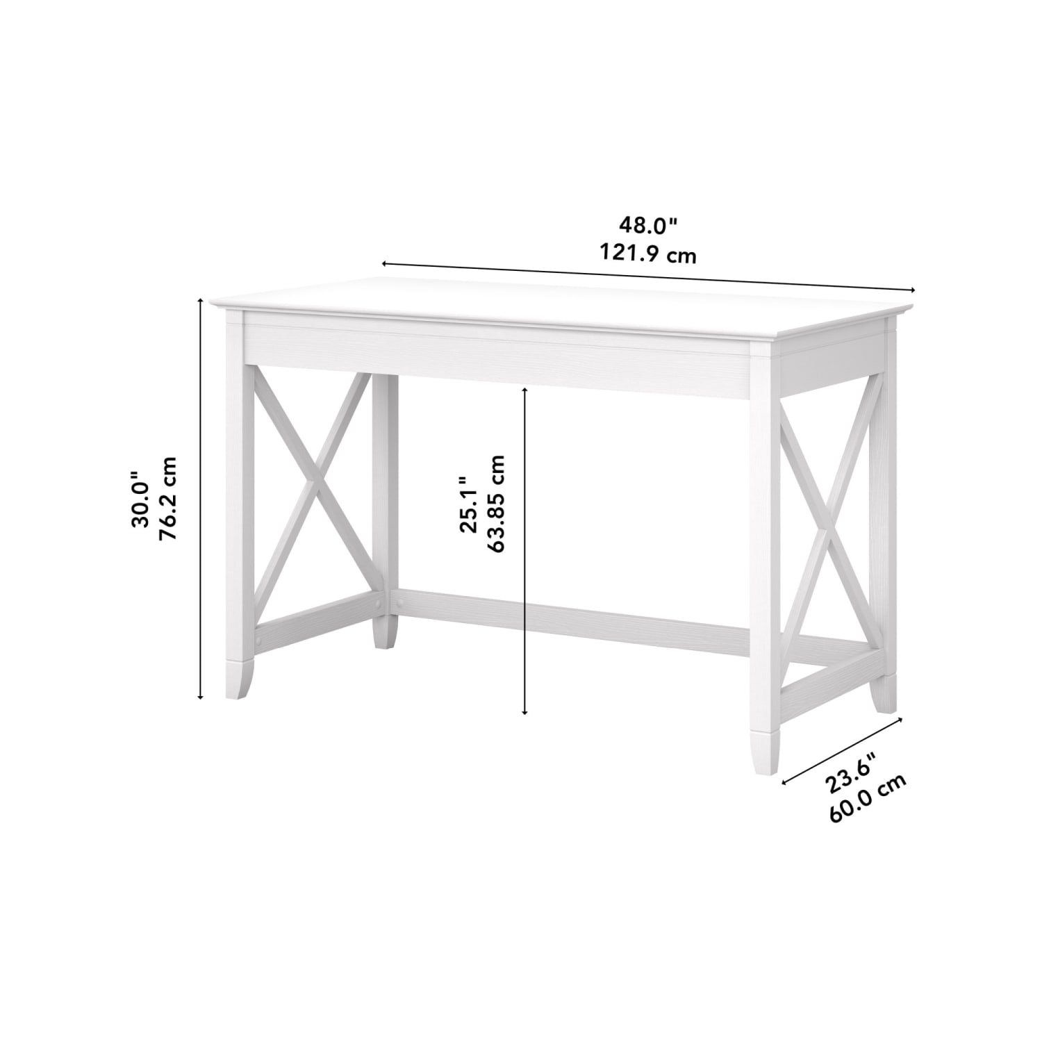 Bush Furniture Key West 48inW Writing Desk, Pure White Oak, Standard Delivery - Image 4
