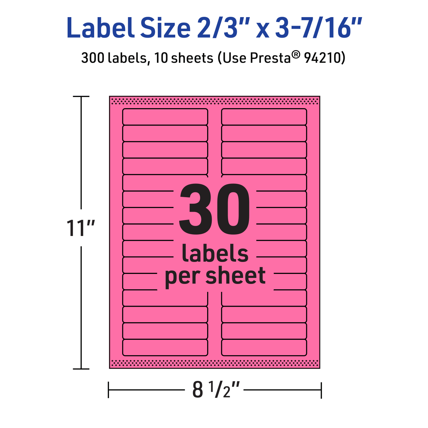Avery Printable Labels With Sure Feed Technology, 94210-BPP10, Rectangle, 2/3in x 3-7/16in, Matte Bright Pink, Pack of 300 - Image 6