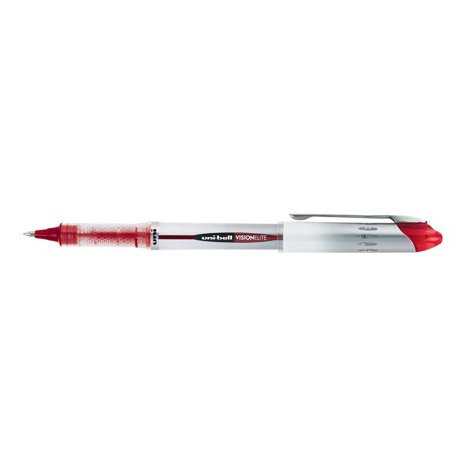 Uni-Ball Vision Elite Rollerball Pen, Bold Point, 0.8 mm, Light Gray Barrel, Red Ink - Image 3