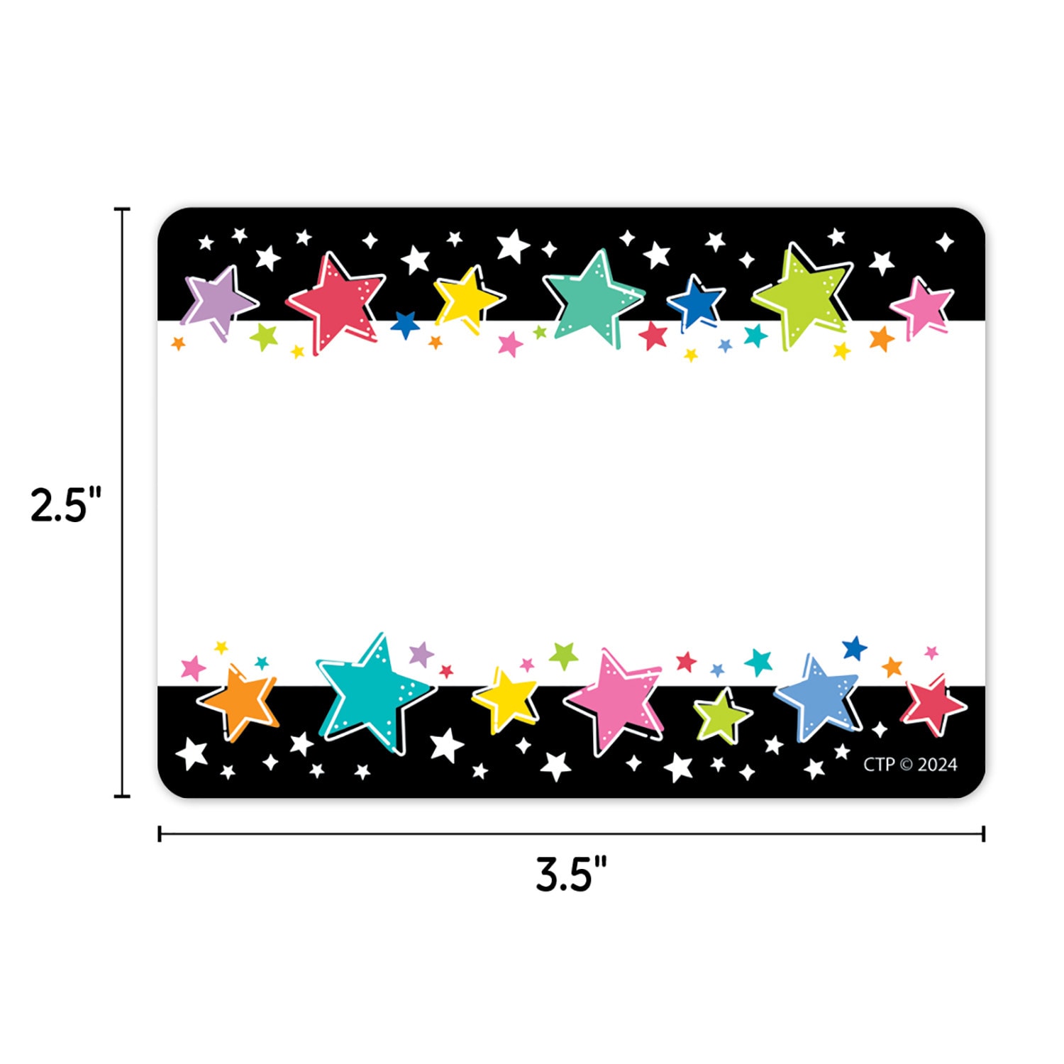 Creative Teaching Press Labels, 3-1/2in x 2-1/2in, Star Bright Colorful Stars On Black, 36 Labels Per Pack, Set Of 6 Packs - Image 5