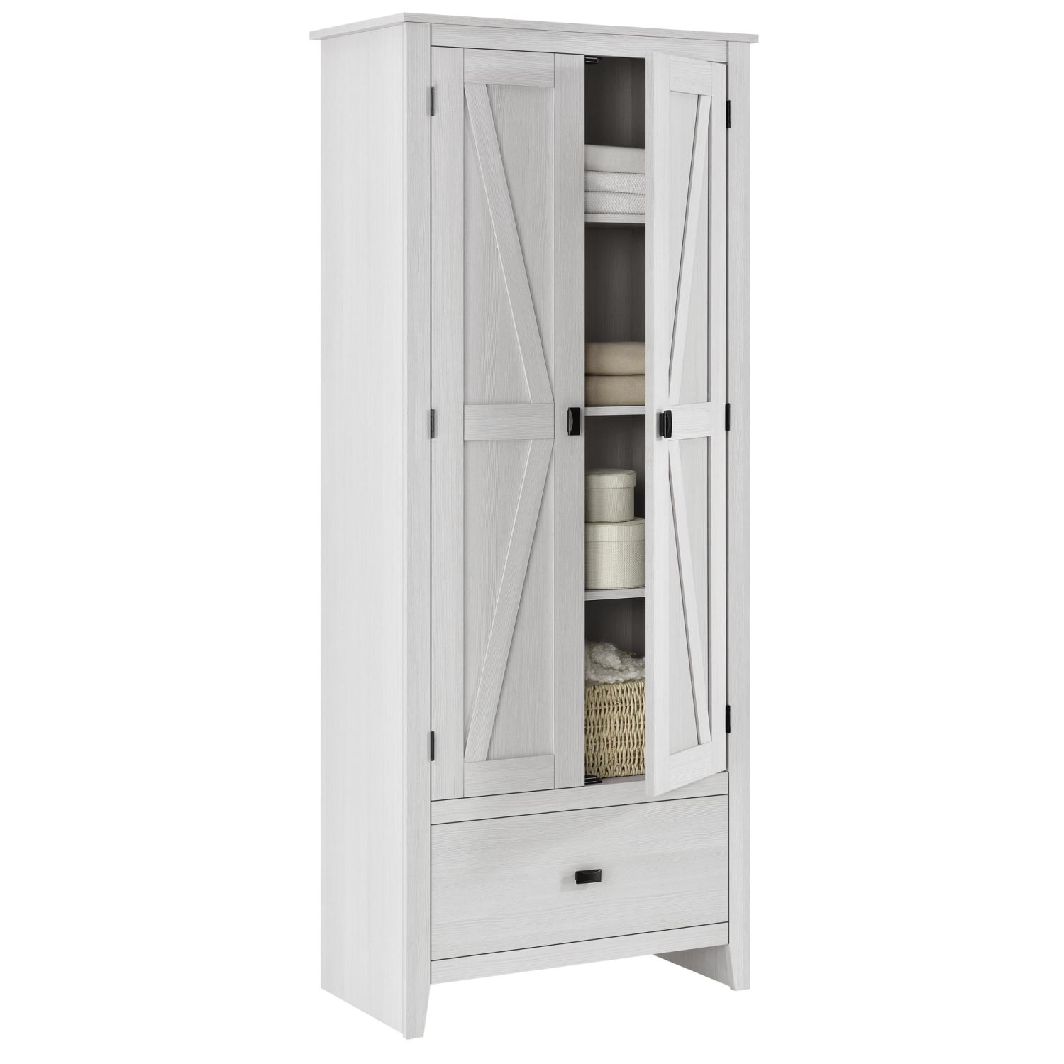 Ameriwood Home Farmington 30in Wide Storage Cabinet, 4 Shelves/1 Drawer, Ivory Pine - Image 4