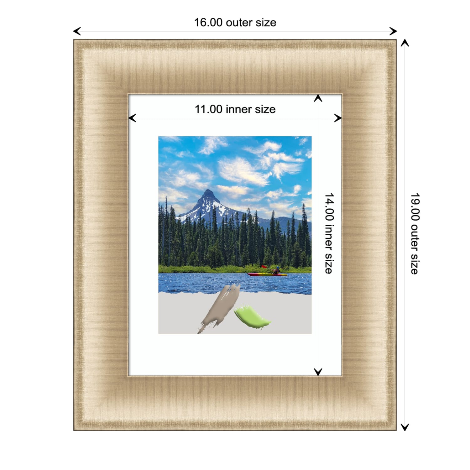 Amanti Art Elegant Picture Frame, 16in x 19in, Opening Size 11in x 14in (Matted To 8in x 10in), Brushed Honey - Image 5