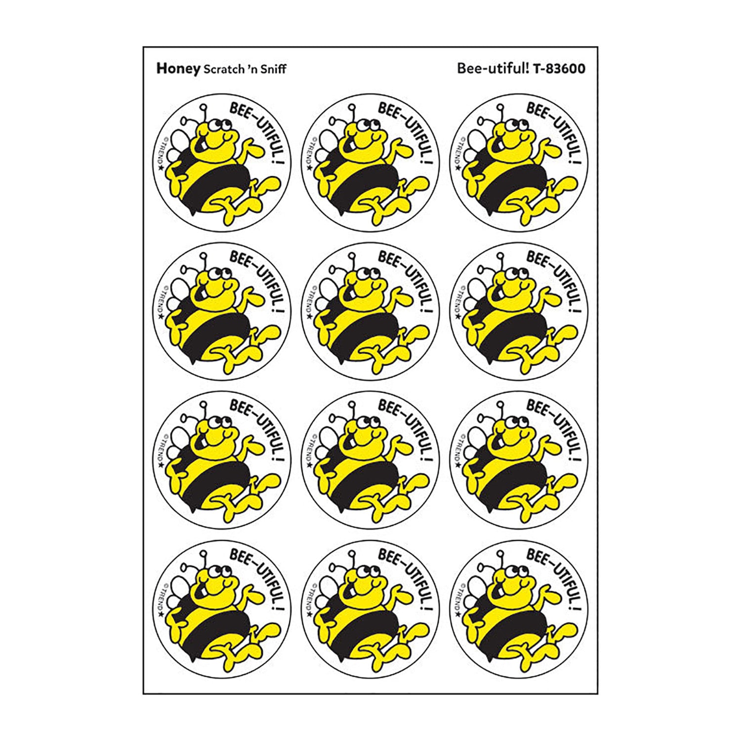 Trend Retro Scratch N Sniff Stinky Stickers, Bee-Utiful!/Honey, 24 Stickers Per Pack, Set Of 6 Packs - Image 3