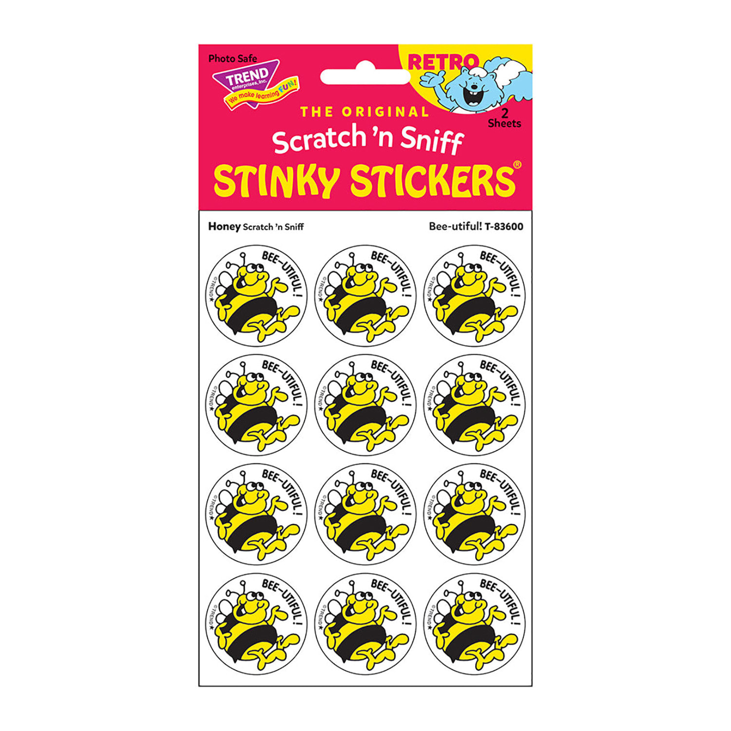 Trend Retro Scratch N Sniff Stinky Stickers, Bee-Utiful!/Honey, 24 Stickers Per Pack, Set Of 6 Packs - Image 4