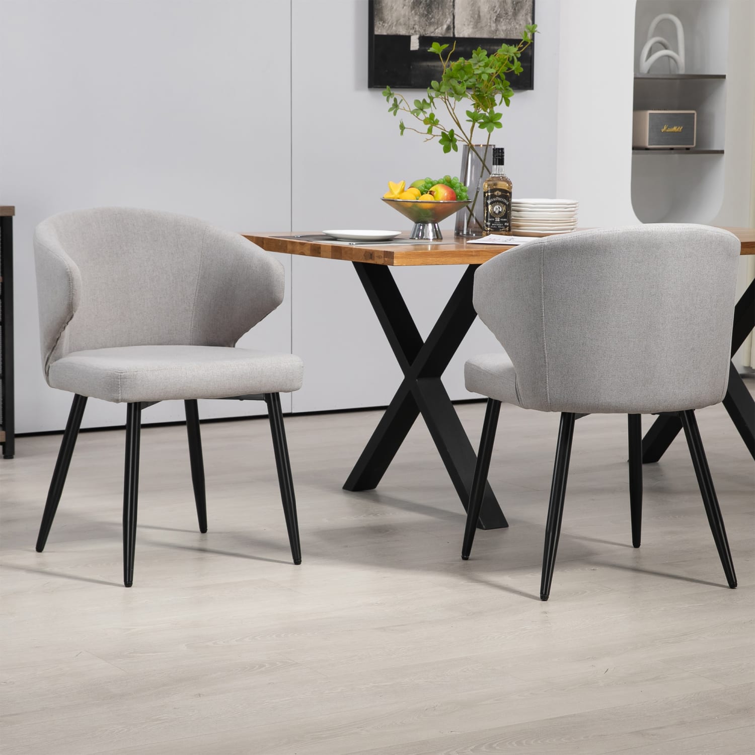 Glamour Home Bard Fabric Dining Accent Chairs, Gray, Set Of 2 Chairs - Image 3
