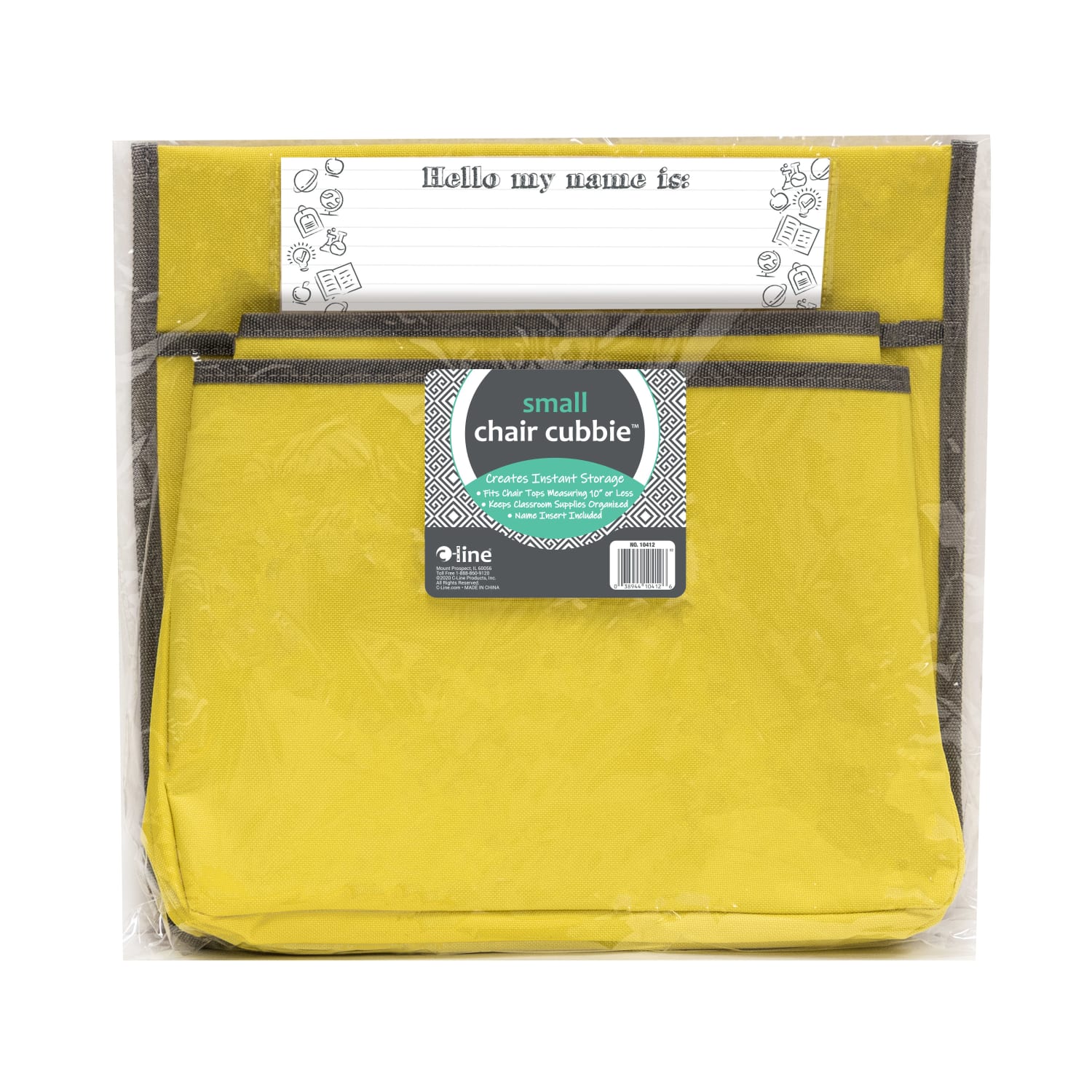 C-Line Canvas Chair Cubbie, 13inH x 13inW x 2inD, Yellow