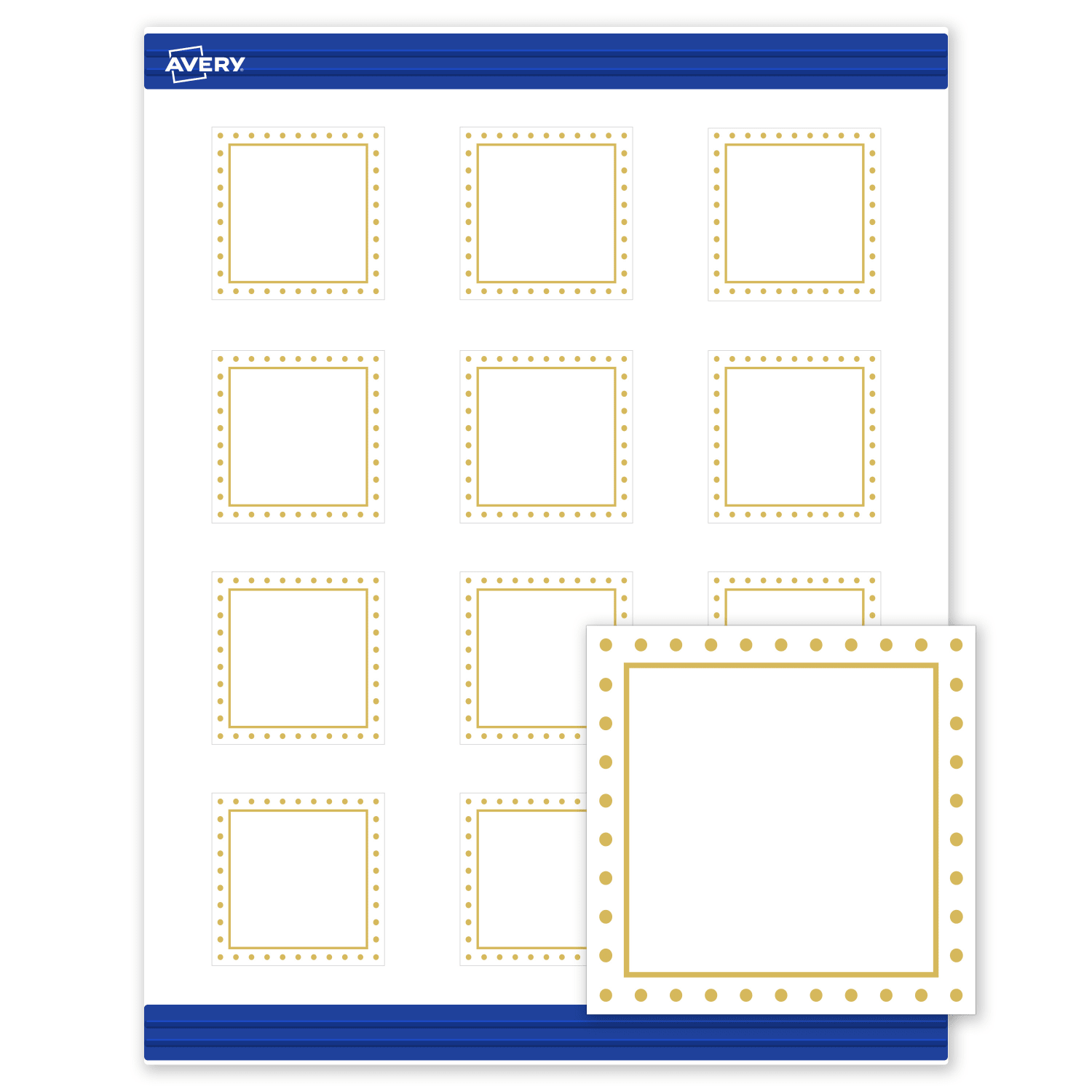 Avery Printable Cards With Sure Feed Technology, 2in x 2in, Matte White With Preprinted Gold Dot Border, Pack Of 120 - Image 3