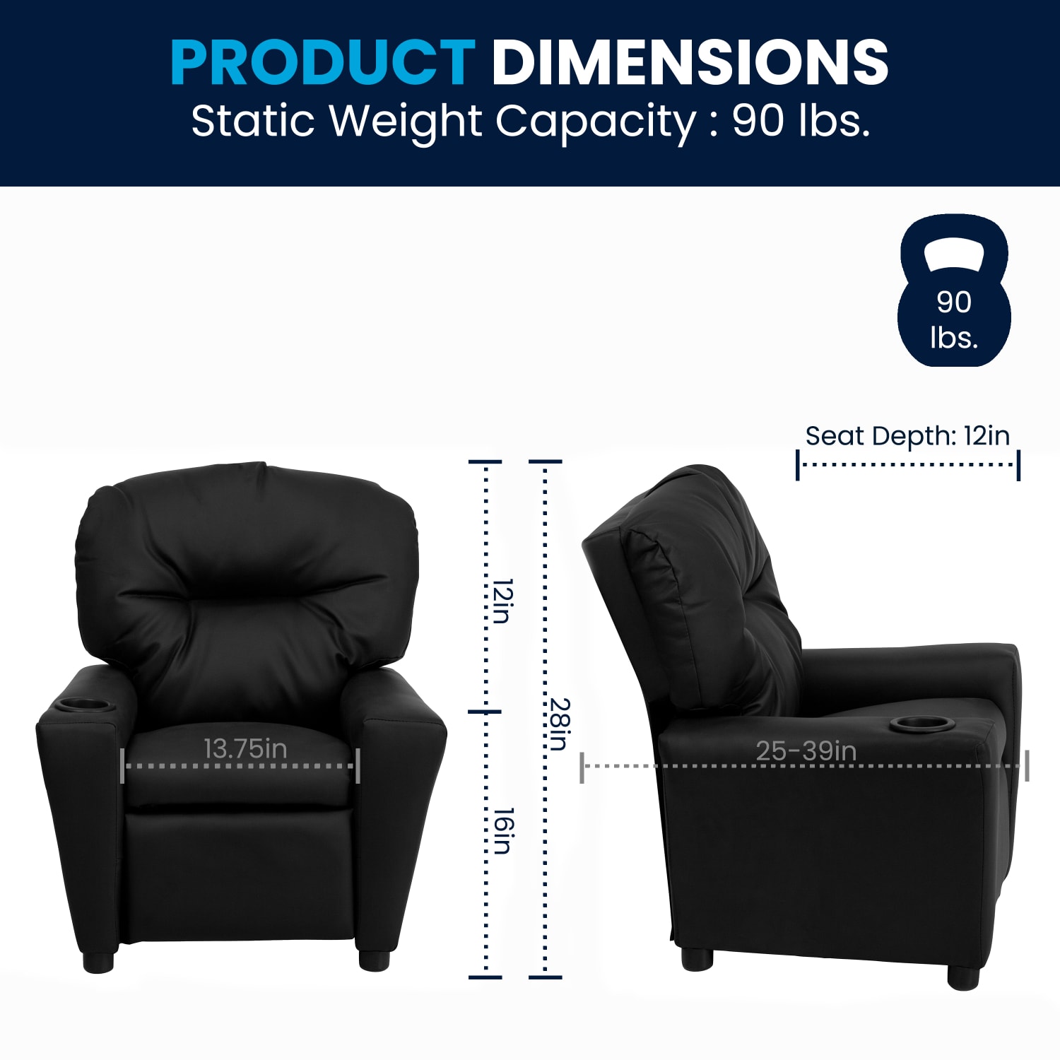 Flash Furniture LeatherSoft Faux Leather Kids Recliner With Cup Holder Black PopularChairscom Flash Furniture LeatherSoft Faux Leather Kids Recliner With Cup Holder Black PopularChairscom