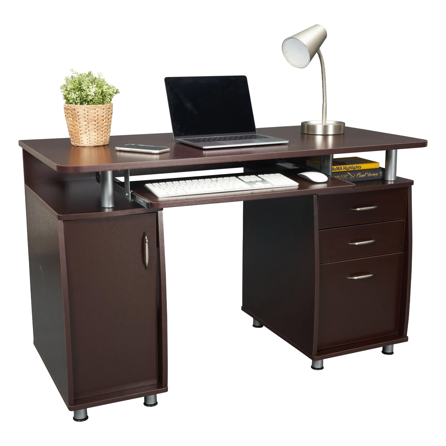 Techni Mobili Complete Workstation 48inW Computer Desk With Storage, Chocolate - Image 6