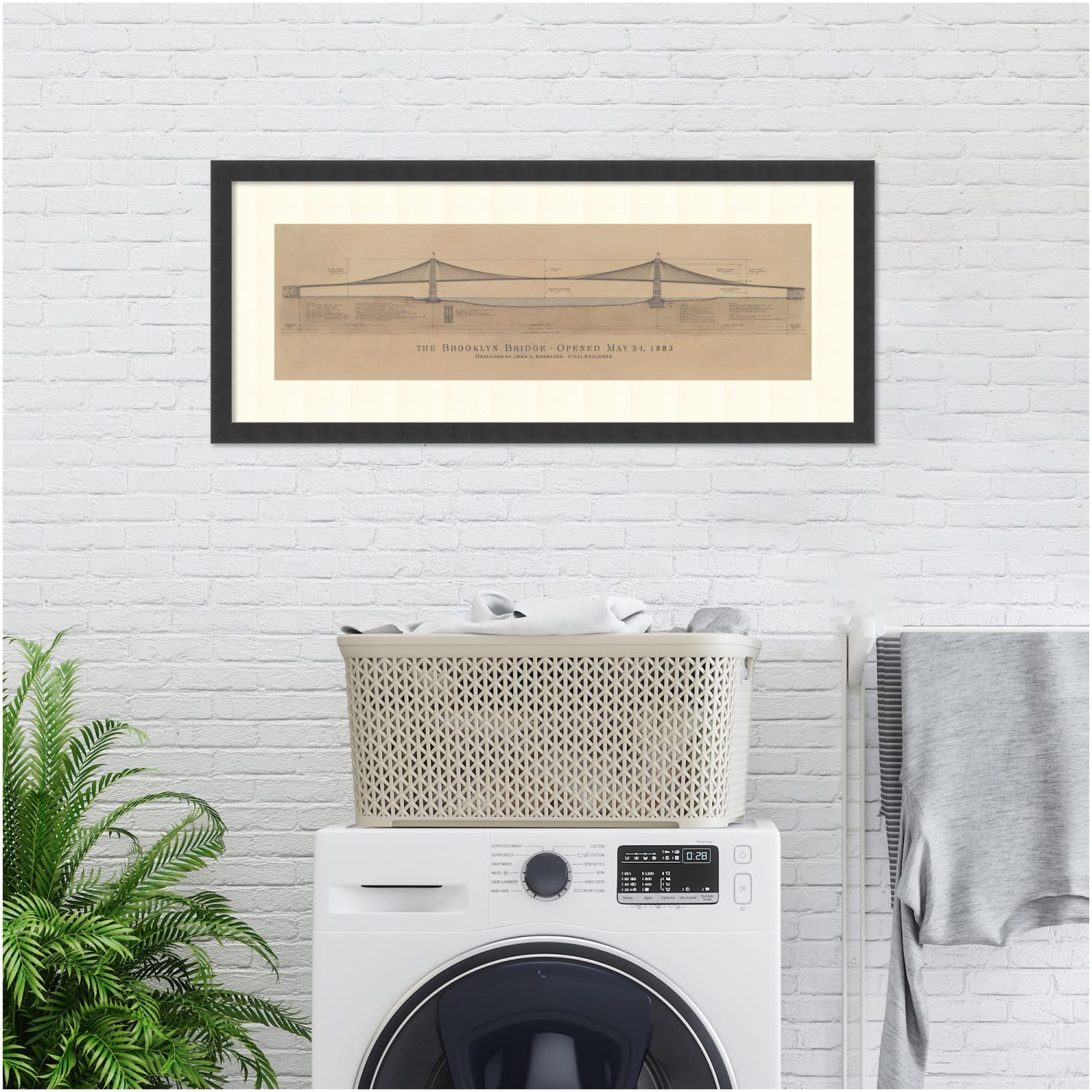 Amanti Art Brooklyn Bridge by Craig S. Holmes Wood Framed Wall Art Print, 17inH x 40inW, Black - Image 4
