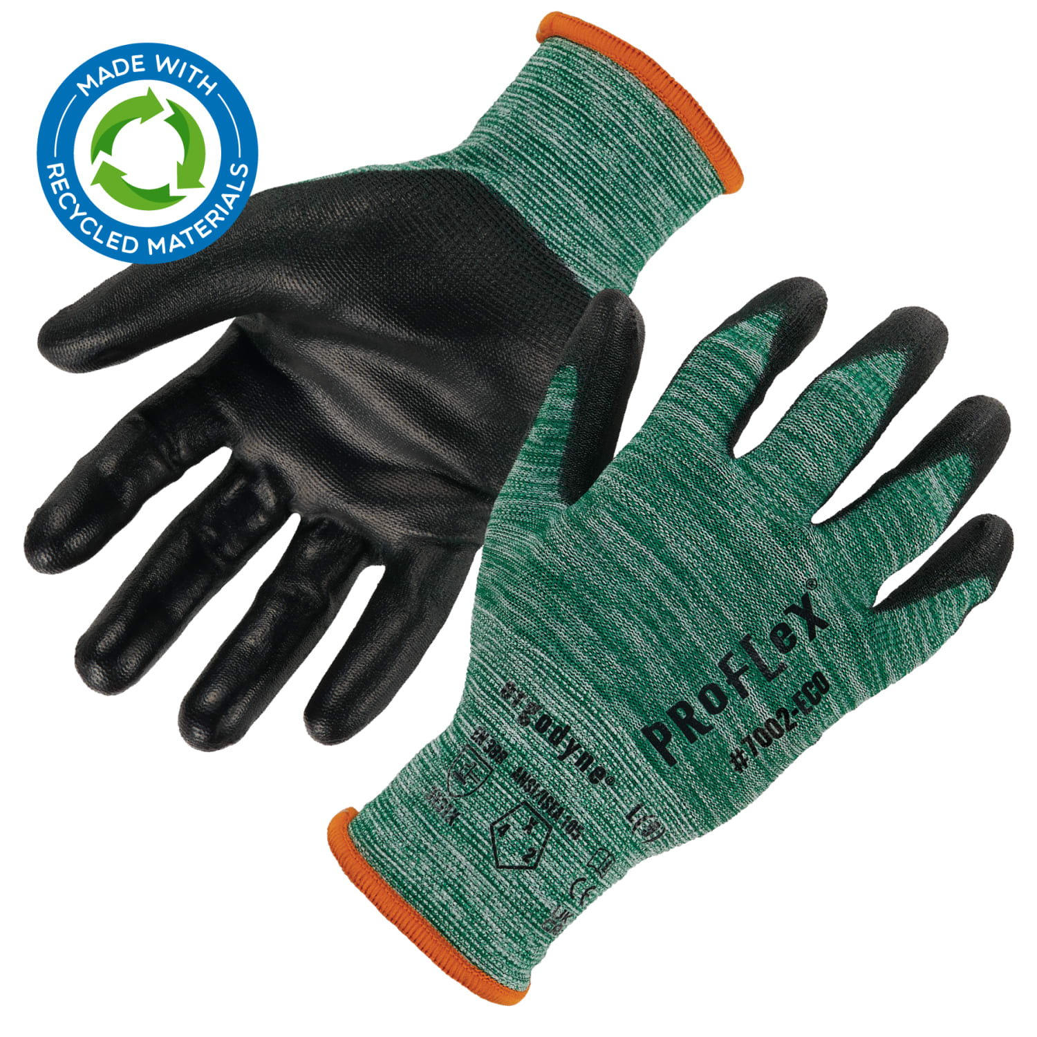 Ergodyne ProFlex 7002-ECO Polyethylene PU Coated Gloves, XS, 37% Recycled, Green - Image 4