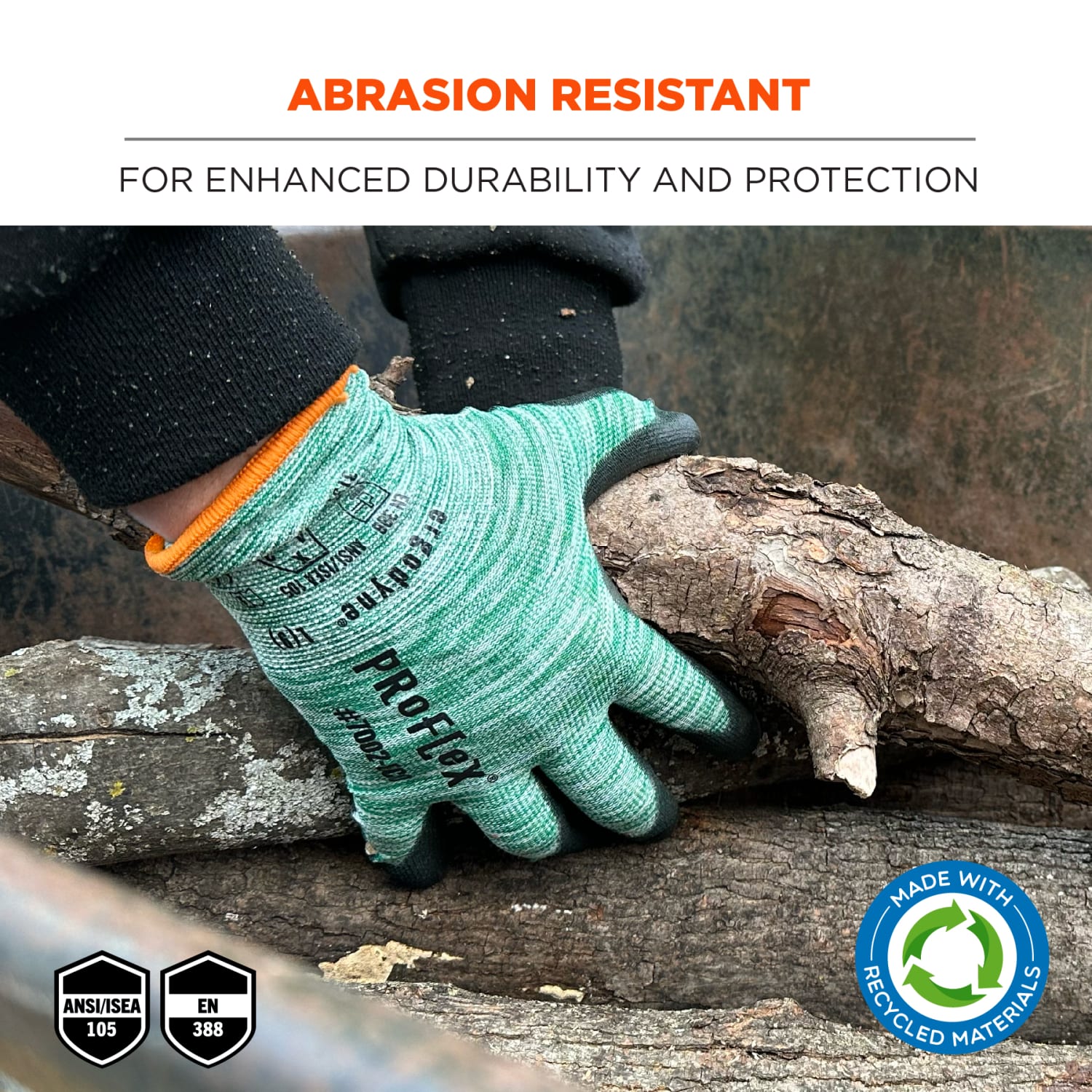 Ergodyne ProFlex 7002-ECO Polyethylene PU Coated Gloves, XS, 37% Recycled, Green - Image 6