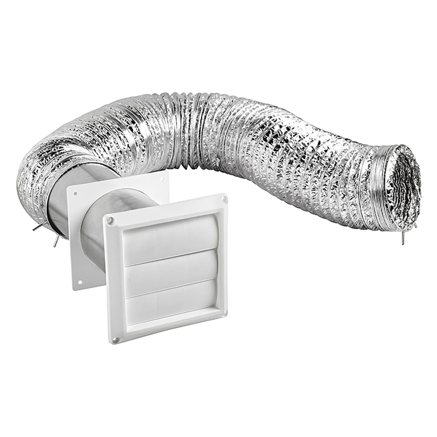Lambro 4in x 8' UL 2158A Transition Duct Louvered Vent Kit, Silver, LAO1379W - Image 3