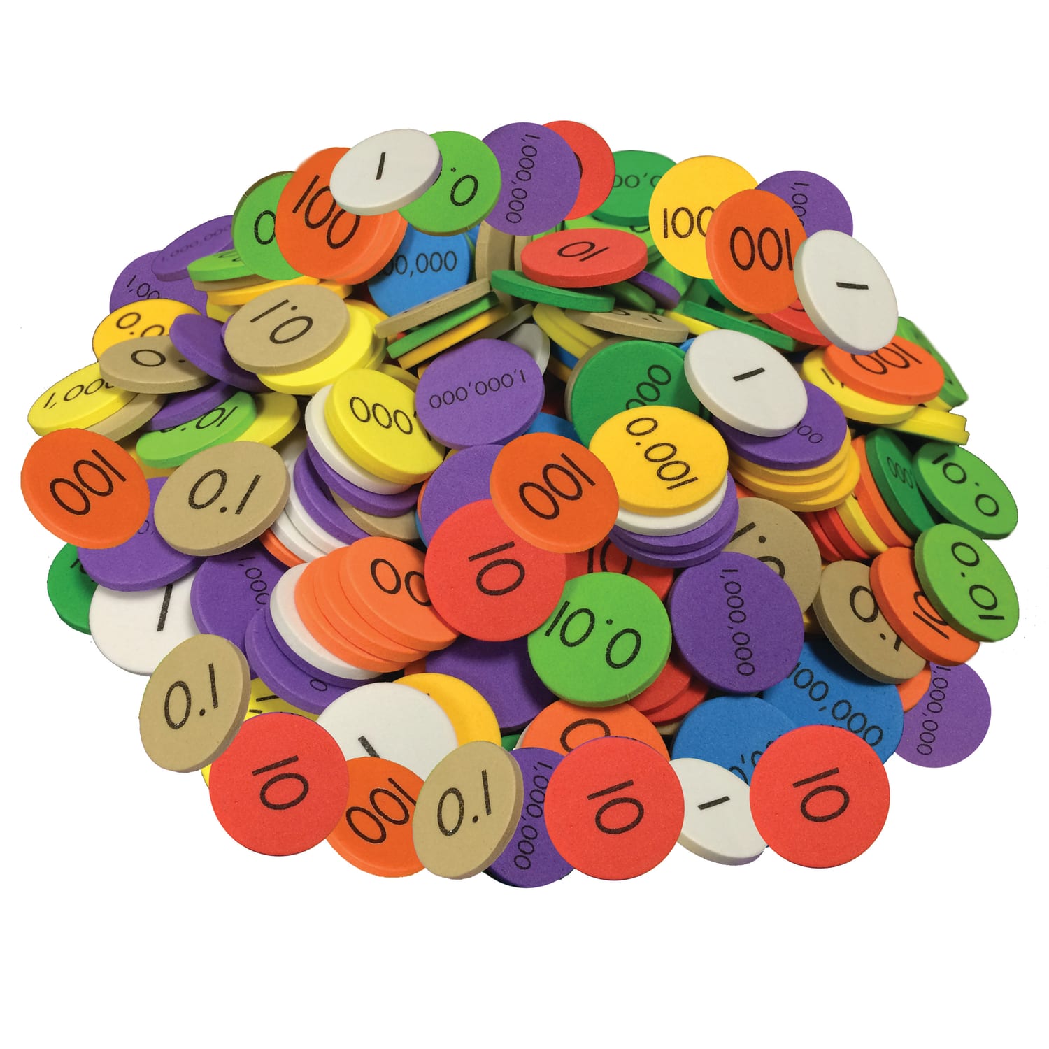 Essential Learning Products Place Value Discs, 1in Diameter, Multicolor, Grades 1 - 5, Pack Of 250 Discs - Image 3