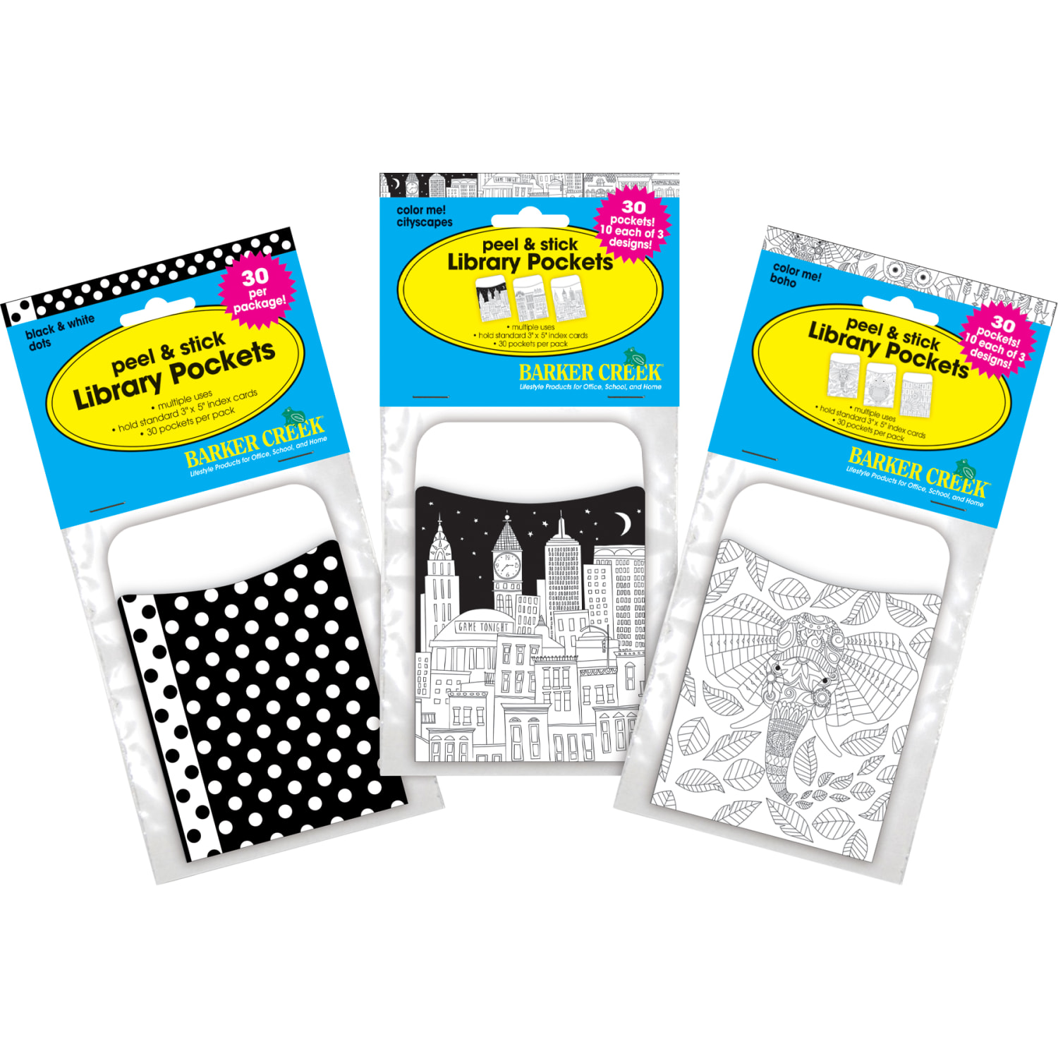 Barker Creek Peel & Stick Library Pockets, 3-1/2in x 5-1/8in, Black/White, Set Of 90 Pockets - Image 6