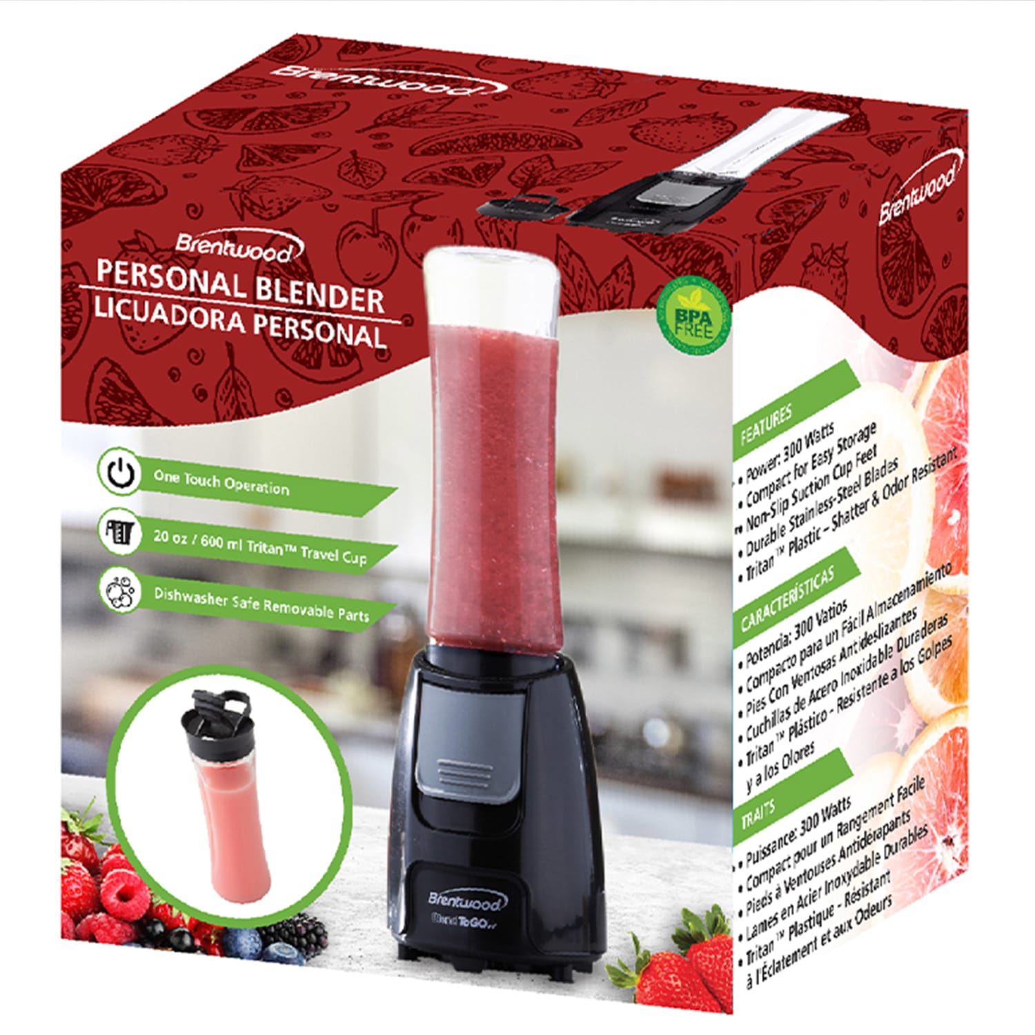 Brentwood Blend-To-Go Personal Blender, Black - Image 6