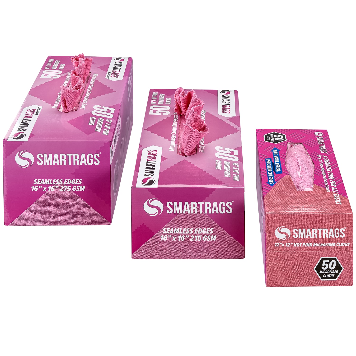 Hospeco SmartRags Disposable Microfiber Towels, 45 Gram, 275 GSM, 16in x 16in, Pink, 50 Towels Per Box, Case Of 8 Boxes - Image 6