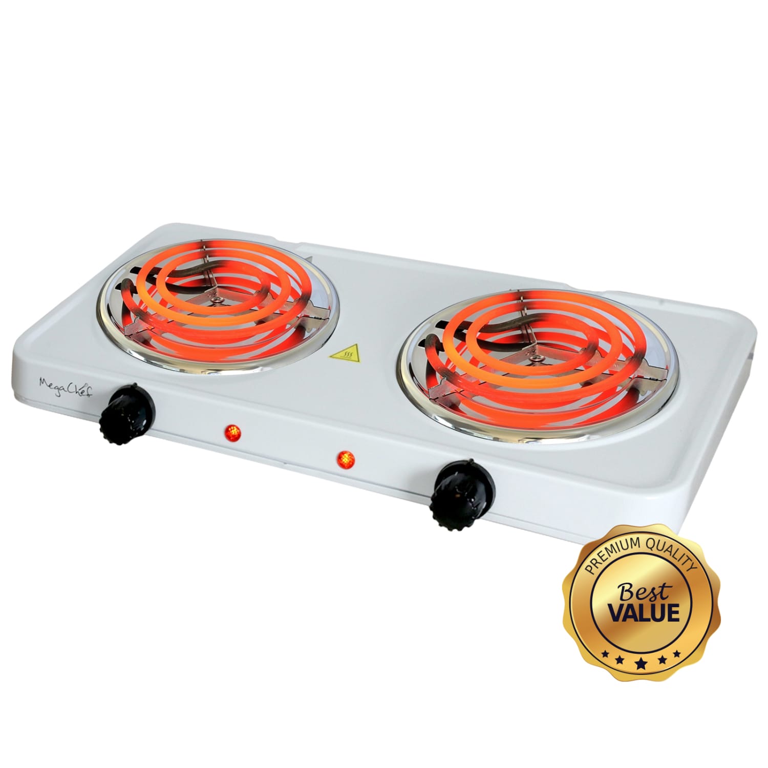MegaChef Dual Coil Burner Electric Buffet Cooktop Range, 2inH x 17inW x 9inD, White - Image 6