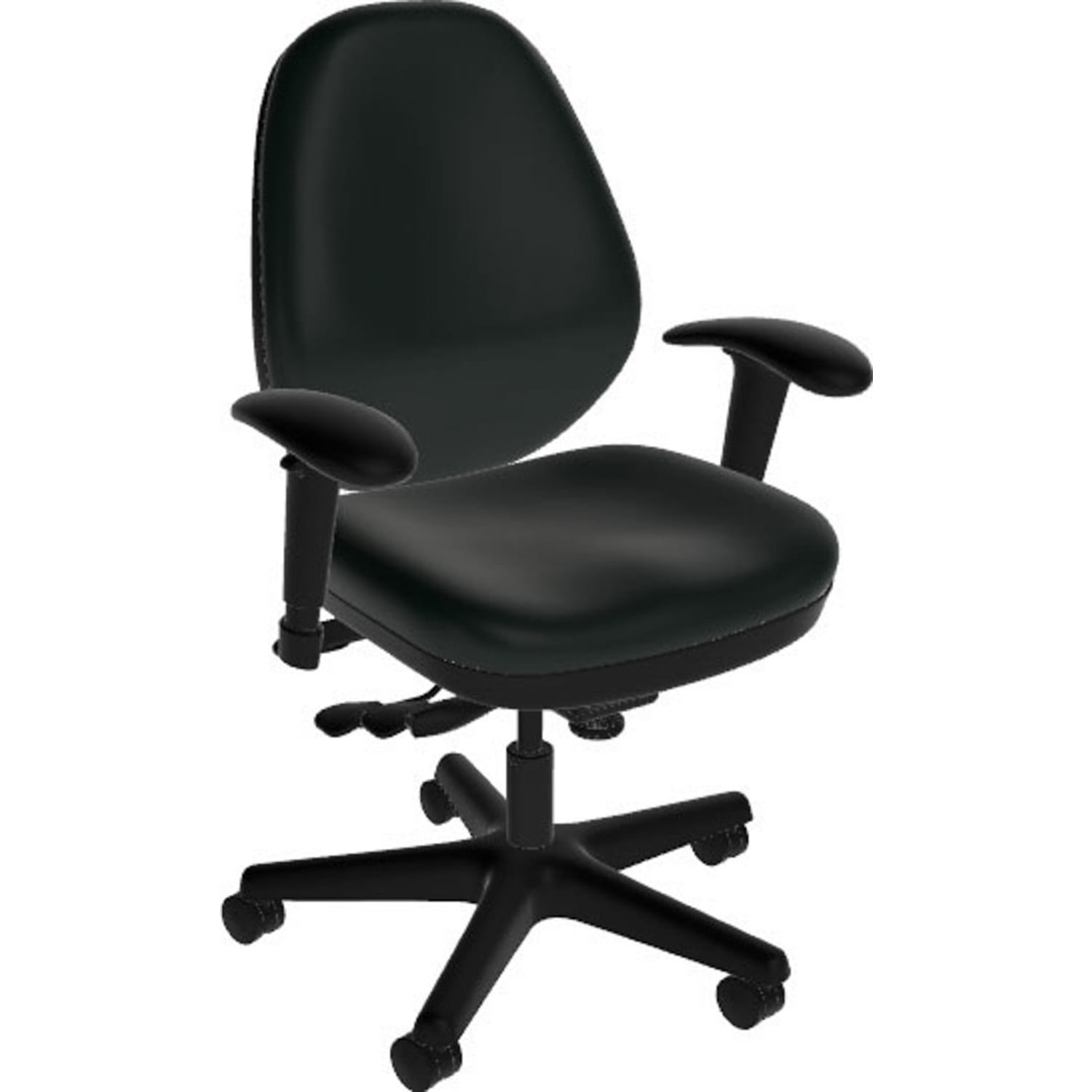 Sitmatic GoodFit Multifunction Mid-Back Chair With Adjustable Arms, Black Polyurethane/Black
