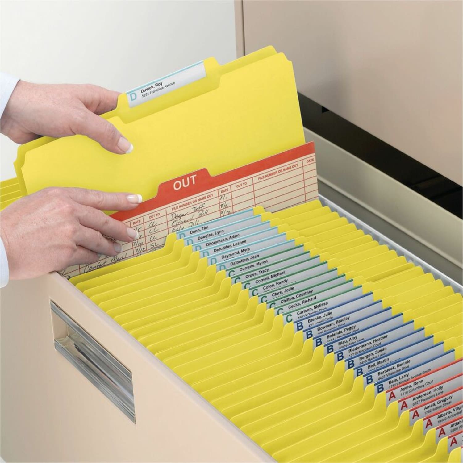 Smead 1/3-Cut Color Pressboard Tab Folders, Letter Size, 50% Recycled, Yellow, Box Of 25 - Image 6