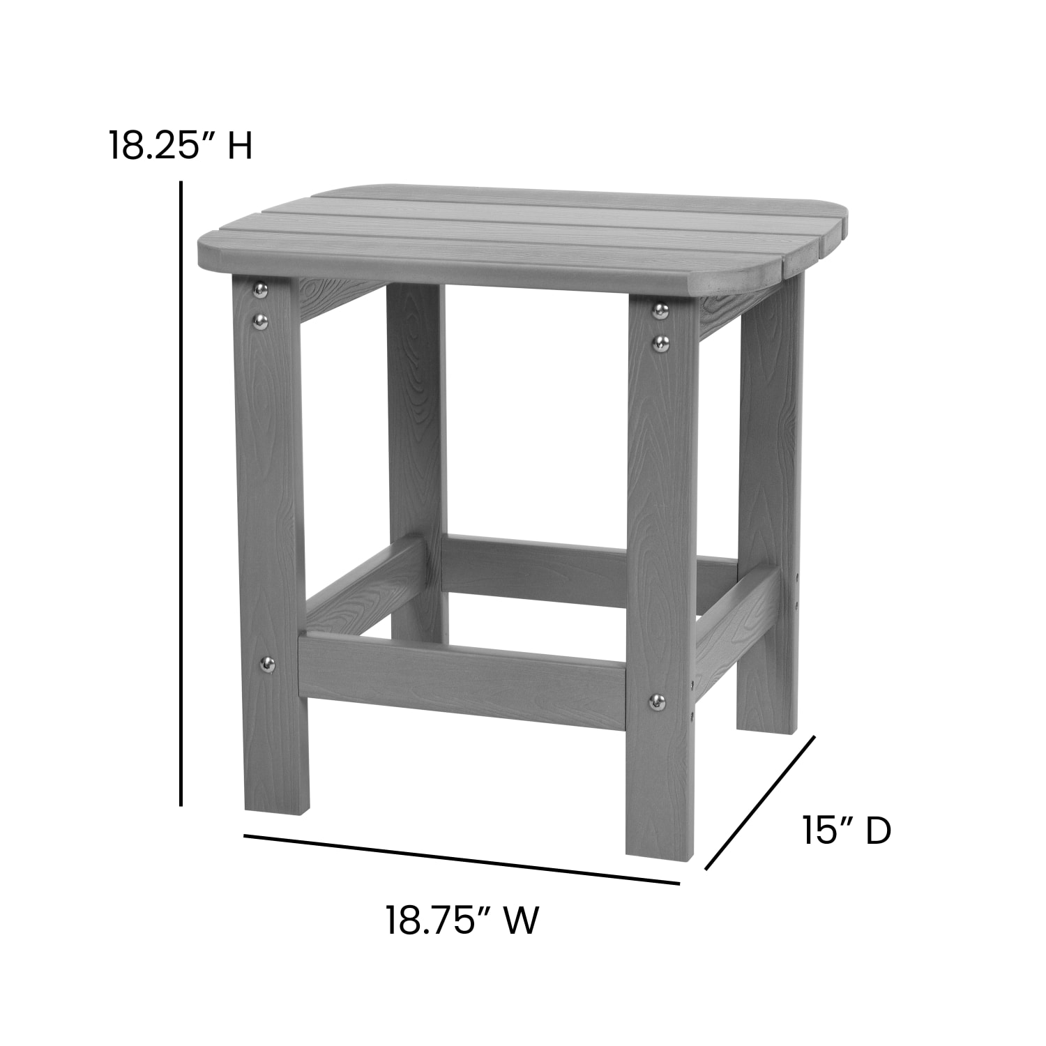 Flash Furniture Charlestown All-Weather Adirondack Side Table, 18-1/4inH x 18-3/4inW x 15inD, Gray - Image 6