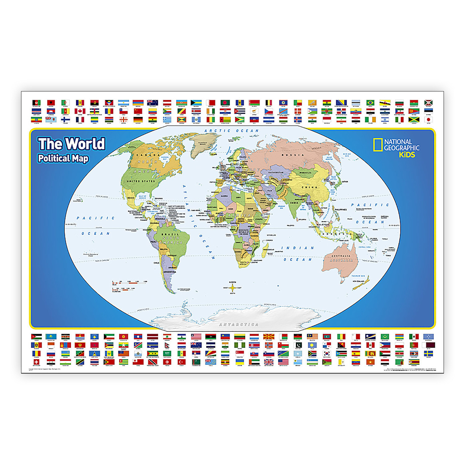 National Geographic The World for Kids Map, Laminated, 36in x 24in