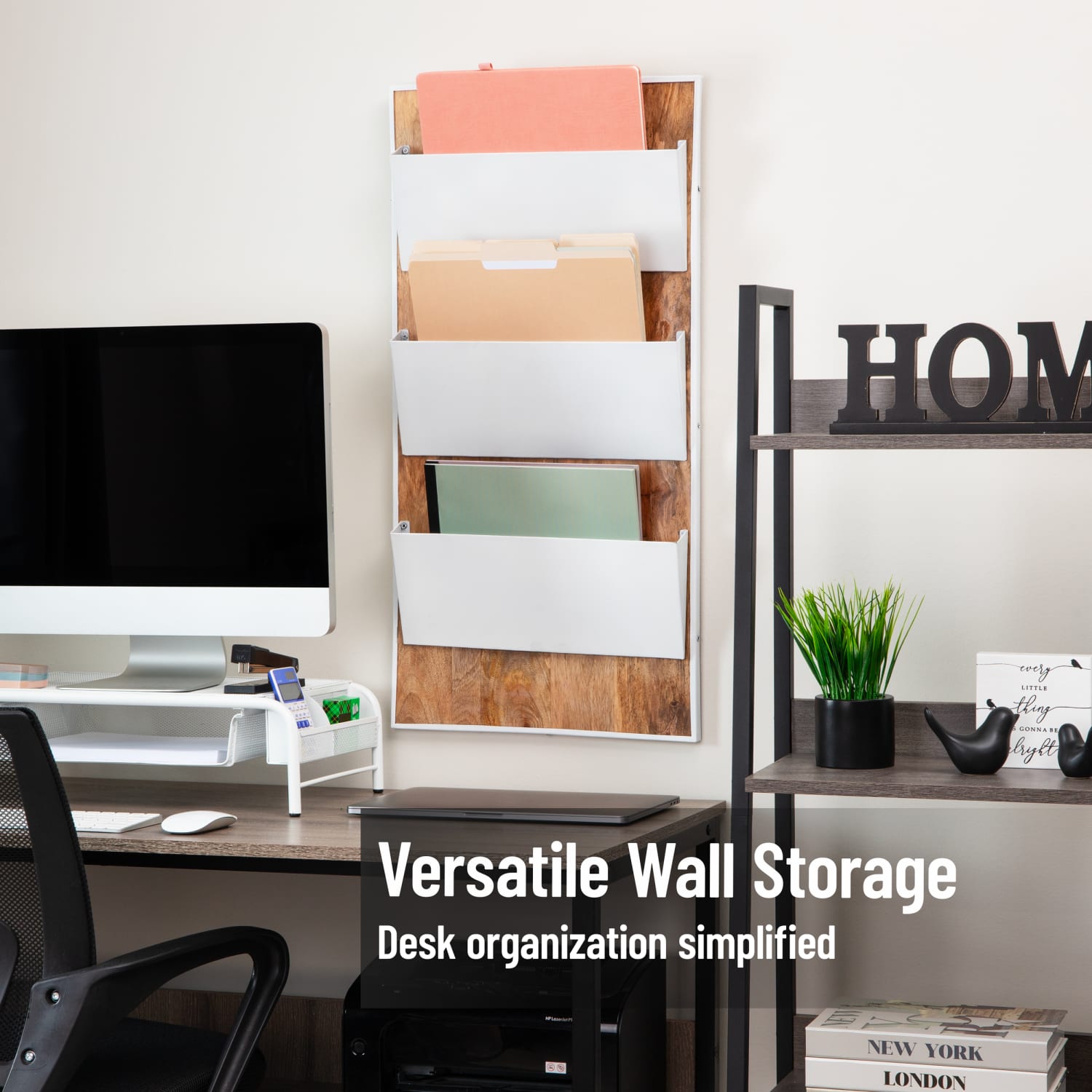Mind Reader 3-Tier Wall-Mounted File Organizer, 32-1/4inH x 16inW x 3inD, White - Image 3