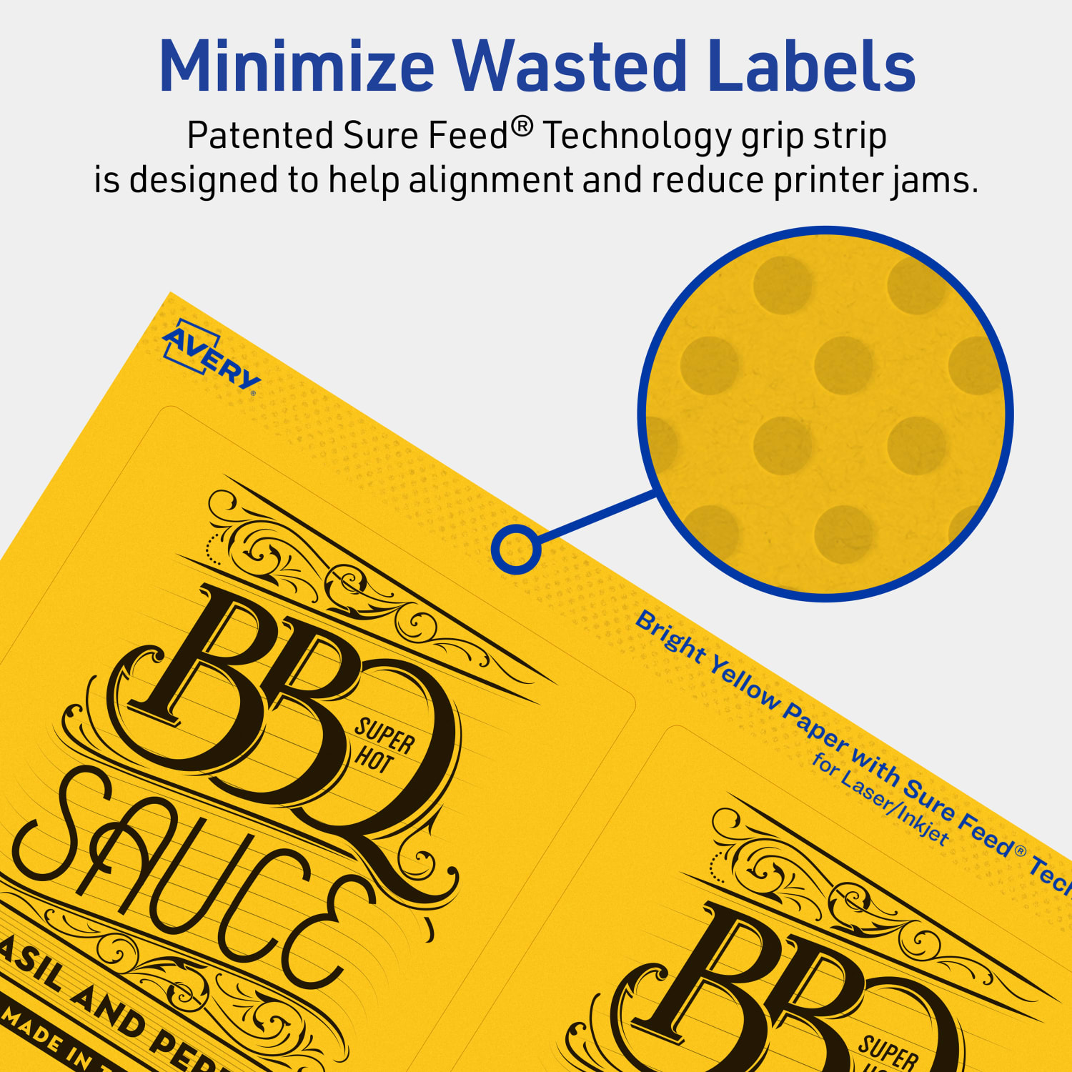 Avery Print-To-The-Edge Labels With Sure Feed Technology And Easy Peel, 94254-BYP40, Rectangle, 4-3/4in x 3-3/4in, Matte Bright Yellow, Pack of 160 - Image 5