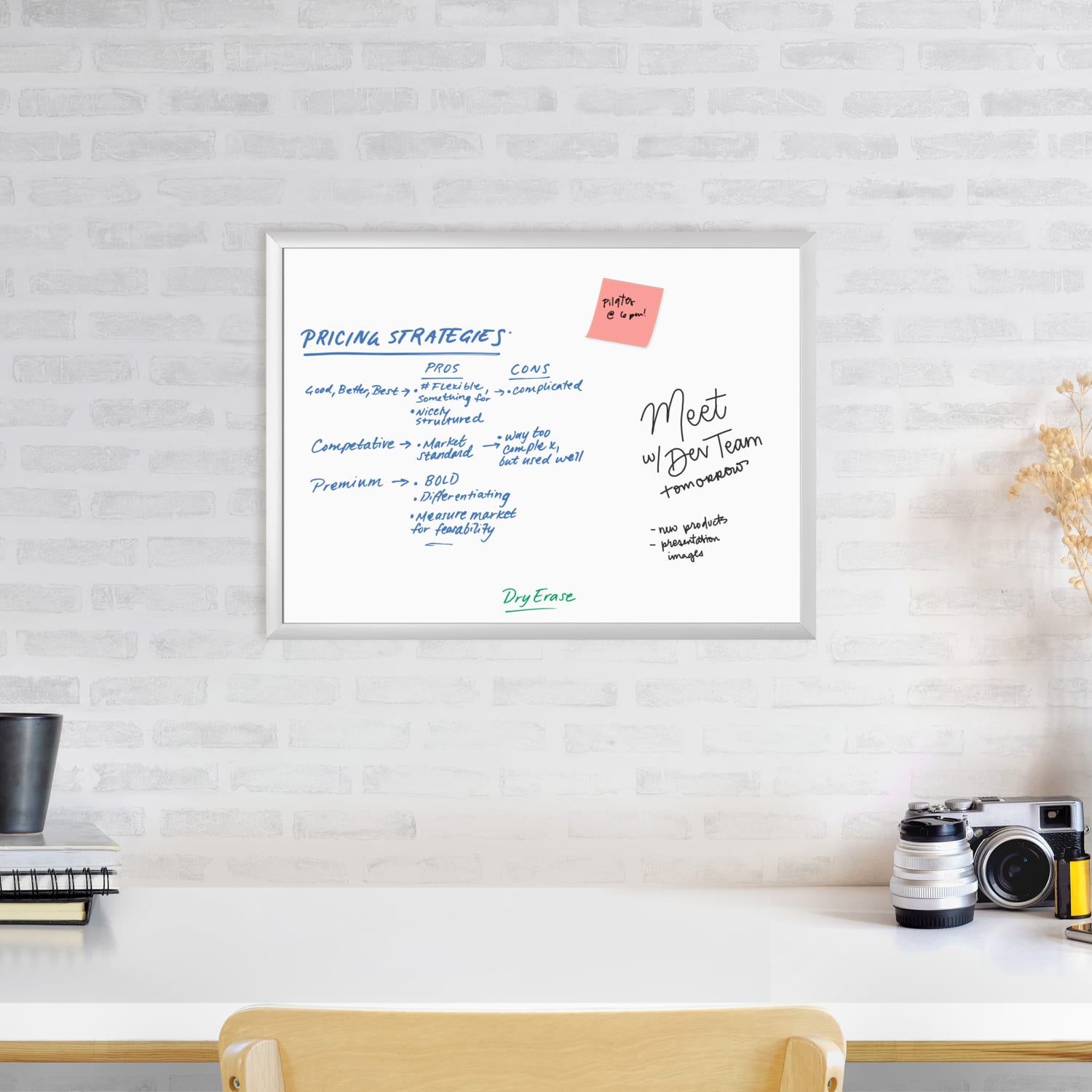 U Brands Melamine Non-Magnetic Dry-Erase Board, 24in X 18in, Silver Aluminum Frame, Actual Size 23in X 17in (030U00-01) - Image 3