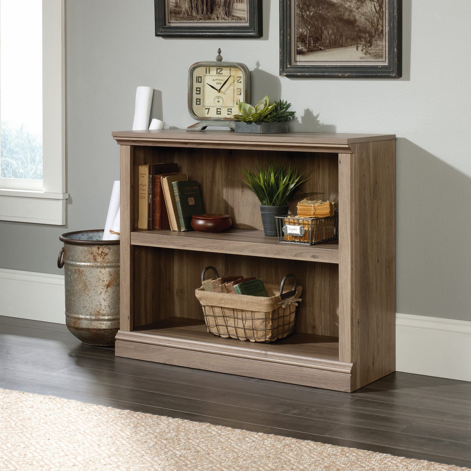 Sauder Select 30inH 2-Shelf Bookcase, Salt Oak - Image 4