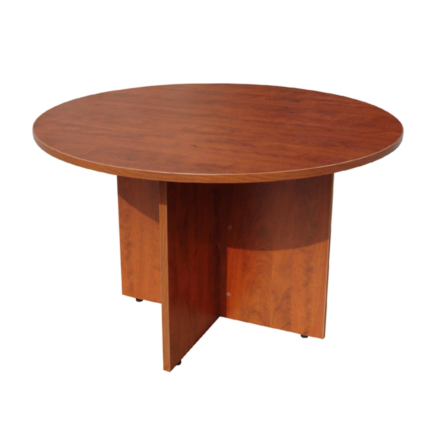 Boss Office Products 47in Round Table And Mesh Guest Chairs Set, Cherry/Black - Image 3
