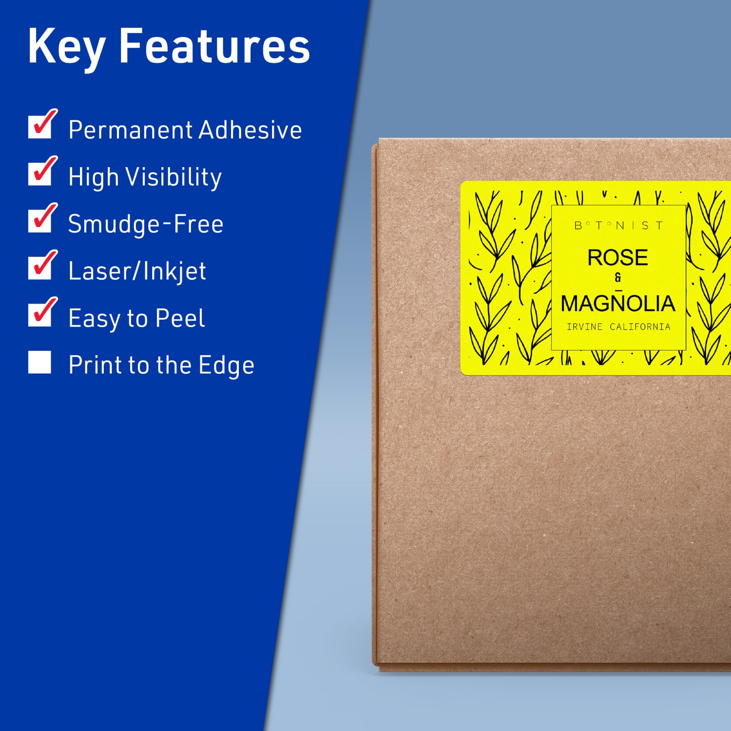 Avery Printable Labels With Sure Feed Technology, 94258-NYP20, Rectangle, 5in x 7in, Matte Neon Yellow, Pack of 40 - Image 3
