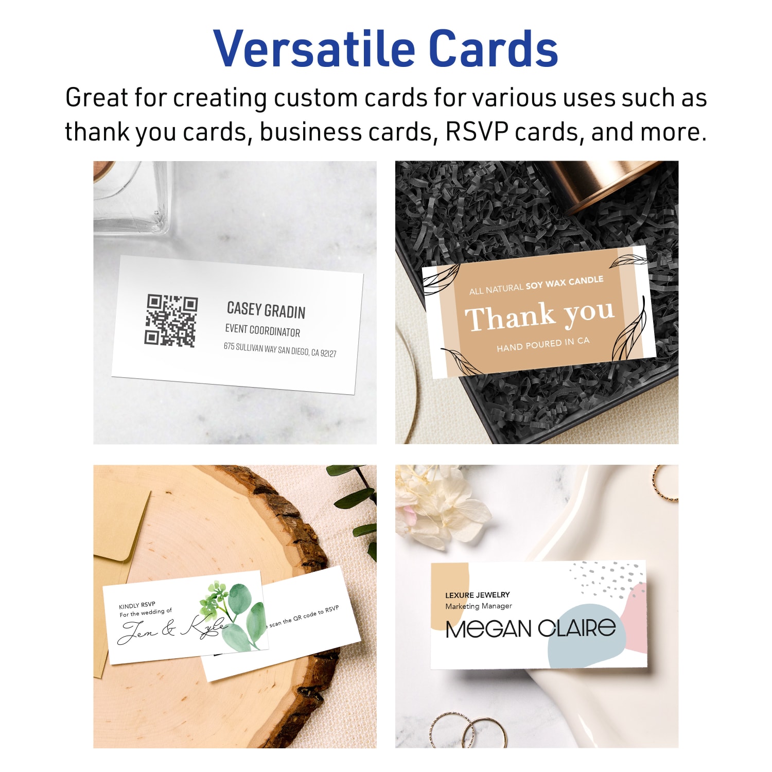 Avery Printable Mini Business Cards With Sure Feed Technology, Print-To-The-Edge, 1.75inx3.5in, Matte White, Pack Of 80 - Image 4