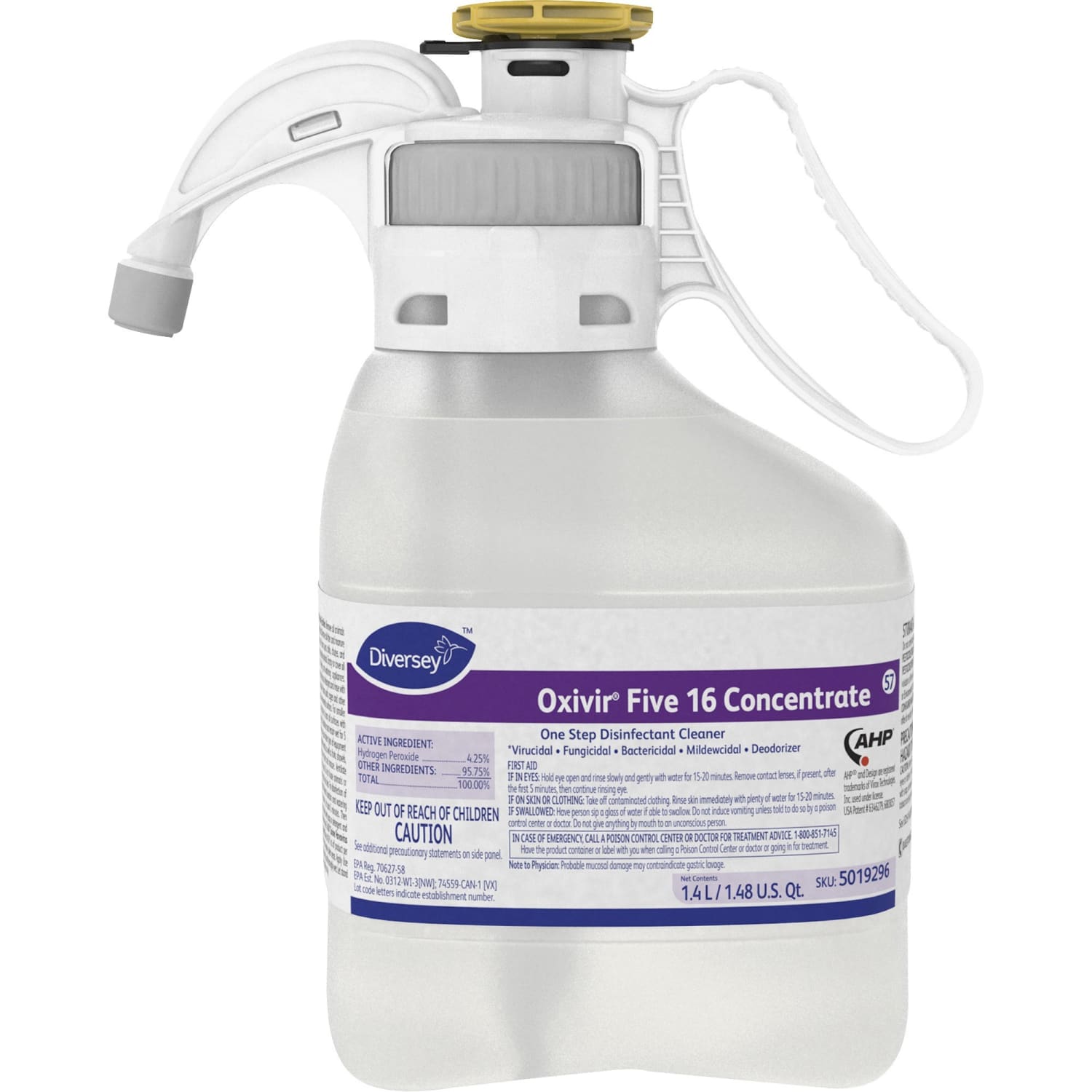 Diversey Oxivir Five 16 Disinfectant Cleaner - Concentrate - 47.3 fl oz (1.5 quart) - Characteristic Scent - Disinfectant, VOC-free - Clear - 2 / Carton - Image 3