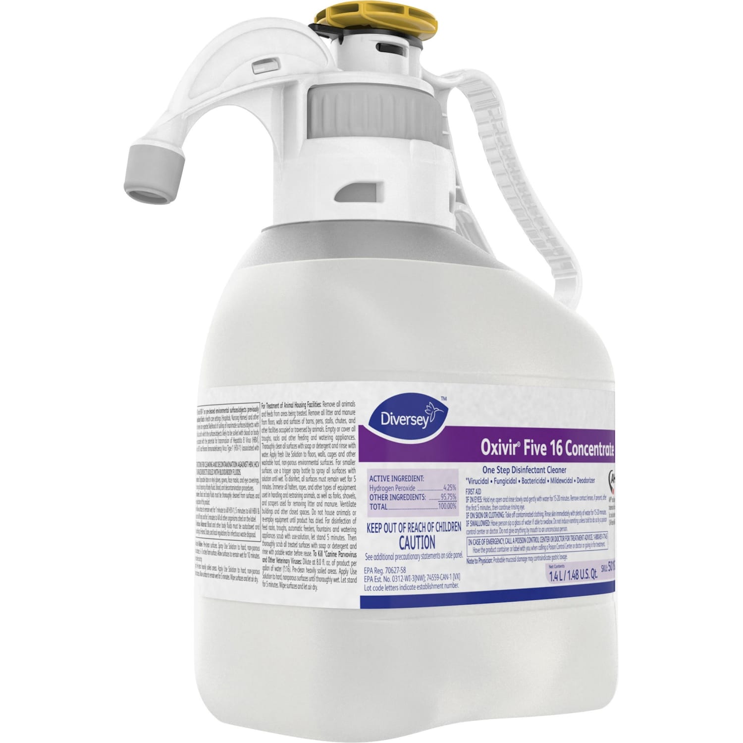 Diversey Oxivir Five 16 Disinfectant Cleaner - Concentrate - 47.3 fl oz (1.5 quart) - Characteristic Scent - Disinfectant, VOC-free - Clear - 2 / Carton - Image 4