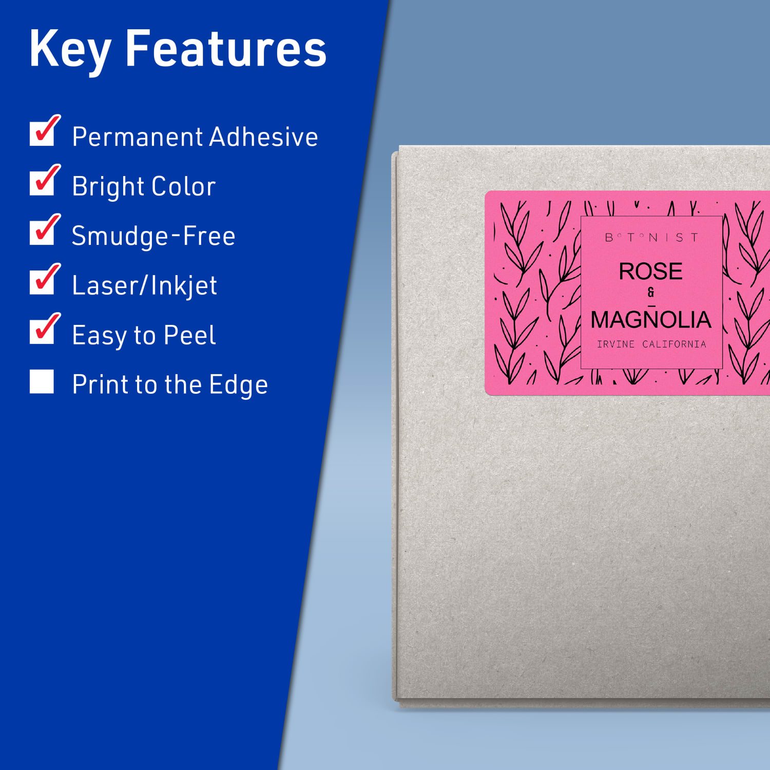 Avery Printable Labels With Sure Feed Technology, 94258-BPP40, Rectangle, 5in x 7in, Matte Bright Pink, Pack of 80 - Image 3