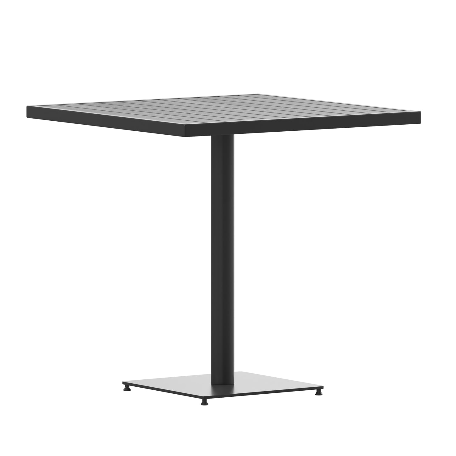 Flash Furniture Outdoor Patio Furniture Bistro Dining Table With Faux Poly Slats, 30inH x 30inW x 30inD, Gray Wash Teak - Image 3