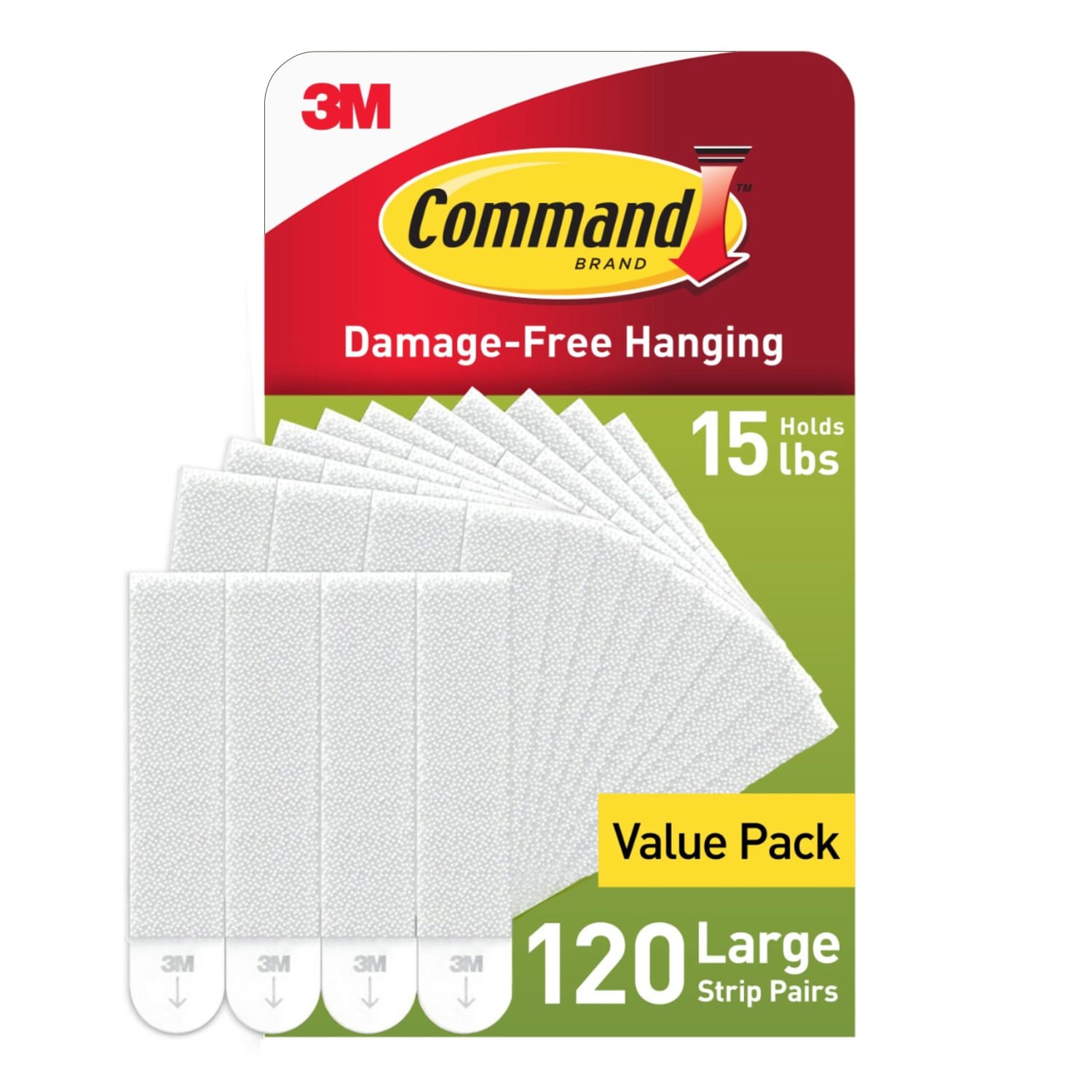 Command Large Picture Hanging Strips, 120 White Adhesive Strip Pairs (240 Strips), Damage Free Hanging Picture Hangers, No Tools Wall Hanging Strips