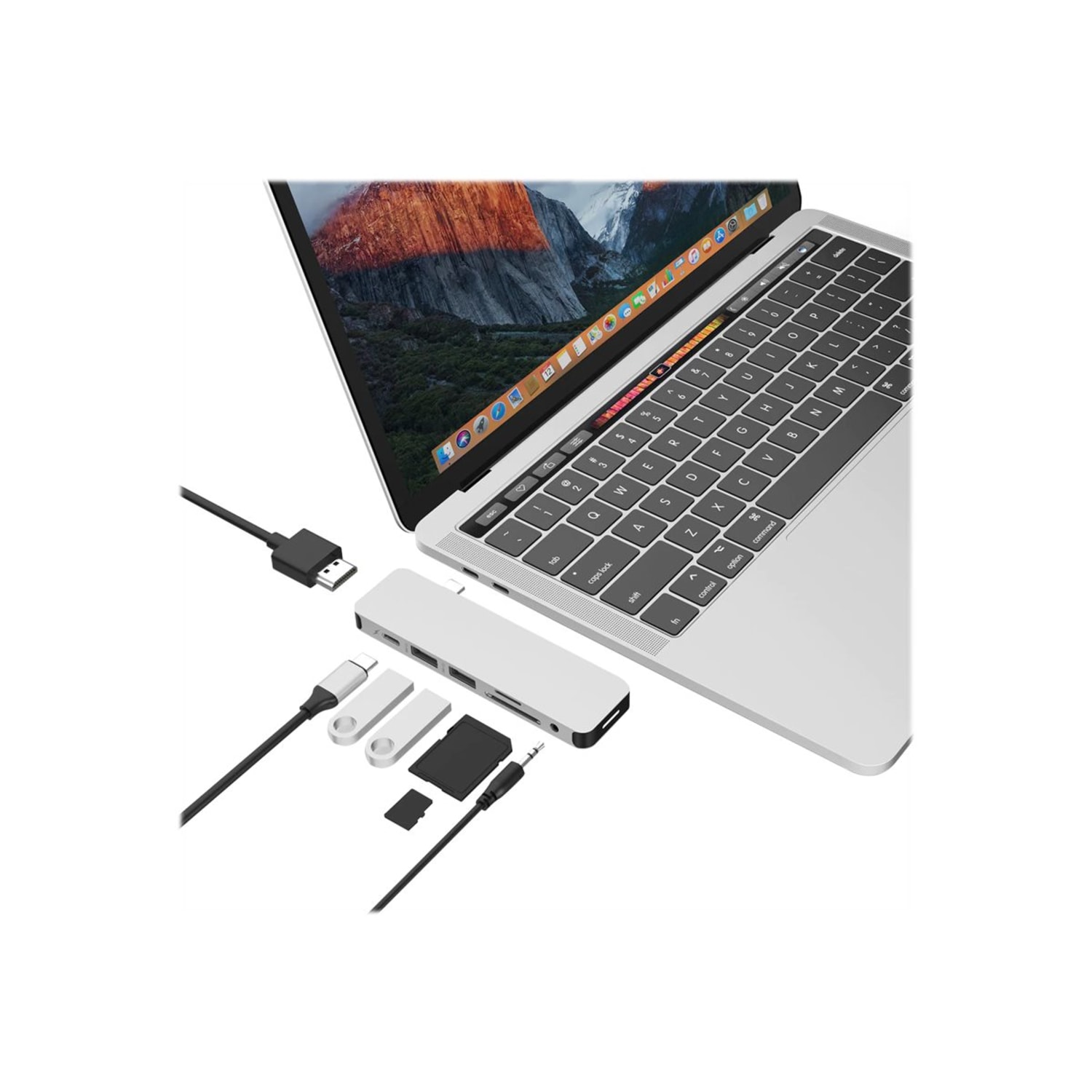 Targus Sanho HyperDrive SOLO 7-In-1 USB-C Docking Station, 3/8inH x 1-3/16inW x 4-3/8inD, Silver, 00GF49 - Image 3
