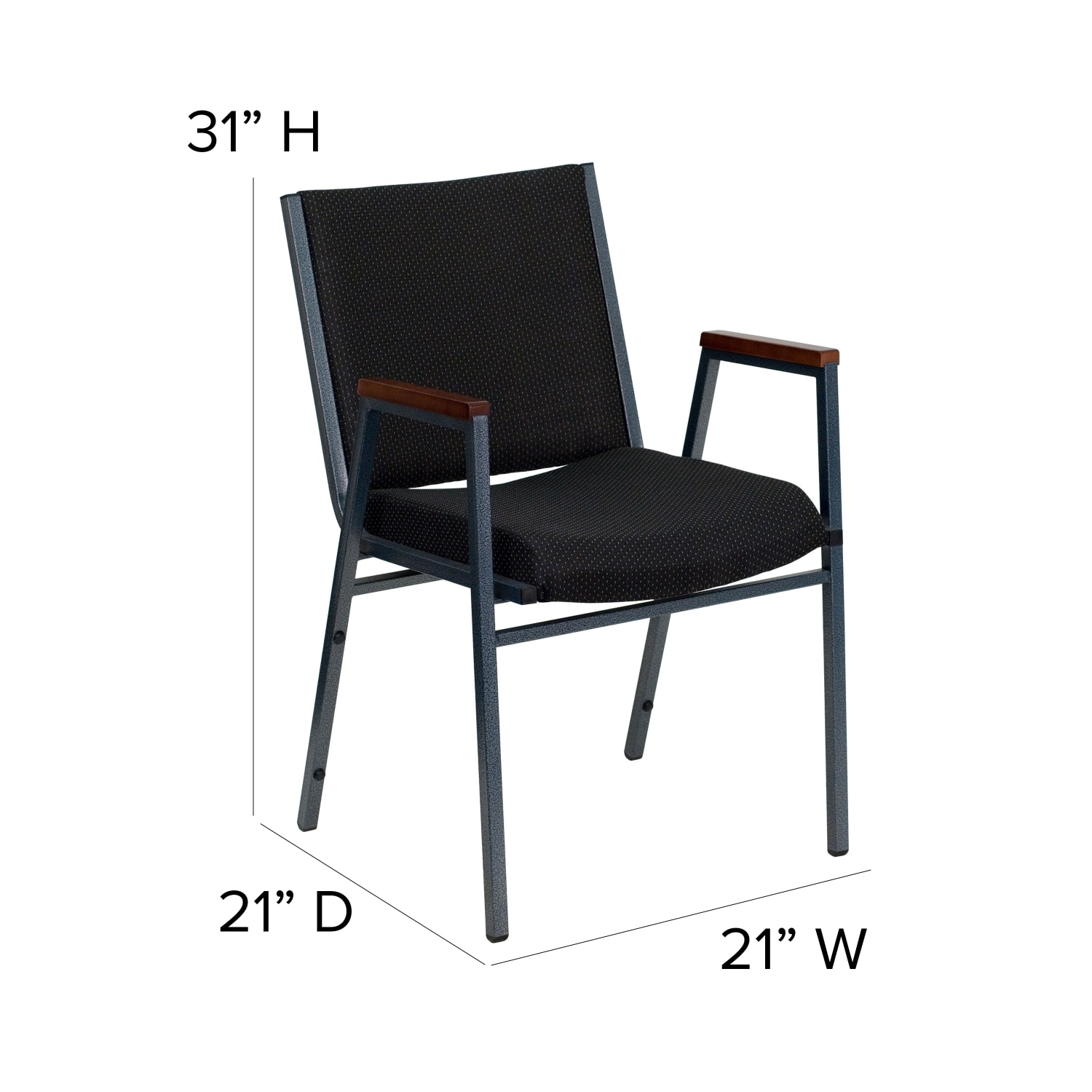 Flash Furniture HERCULES Series Stack Accent Chair With Arms Black Patterned FabricSilvervein Frame PopularChairscom