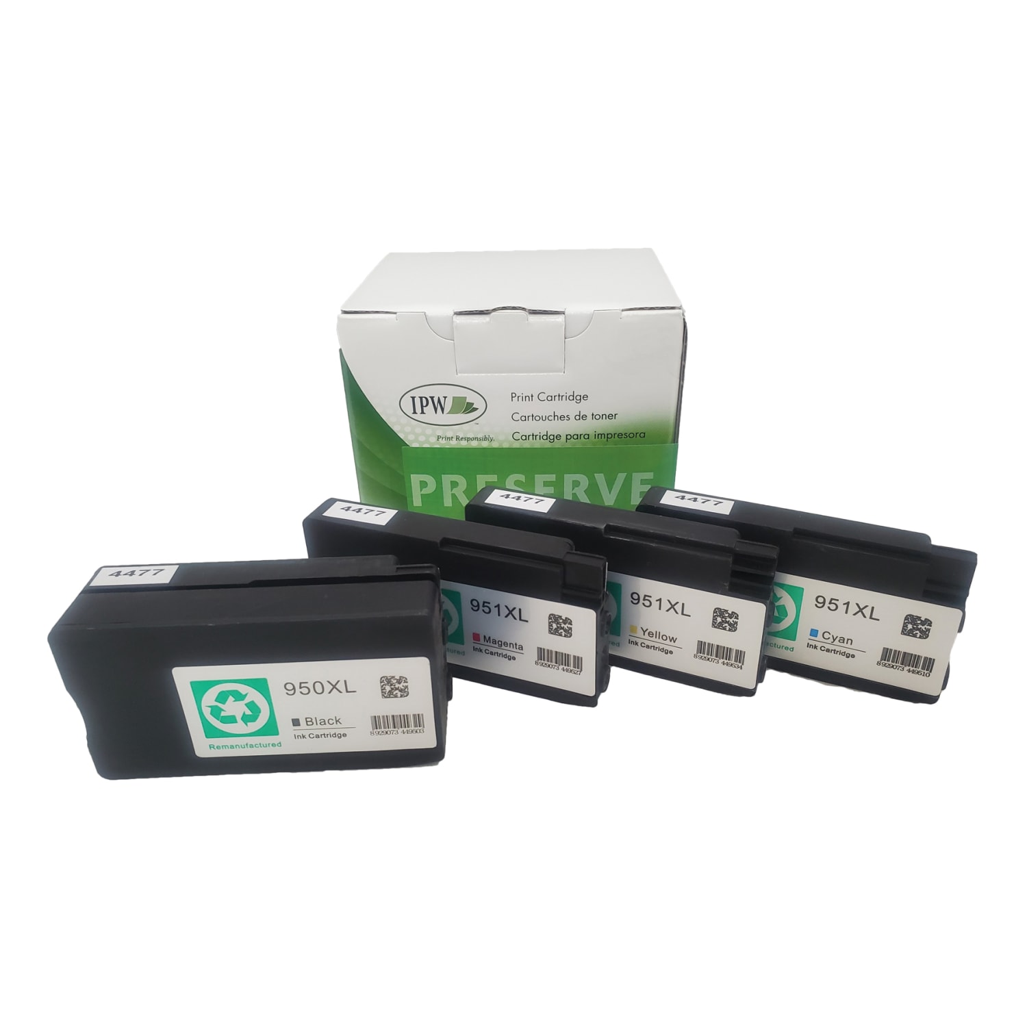IPW Preserve Remanufactured Black And Cyan, Magenta, Yellow High-Yield Ink Cartridge Replacement For HP 950XL, 951XL, Pack Of 4, 140-950-ODP