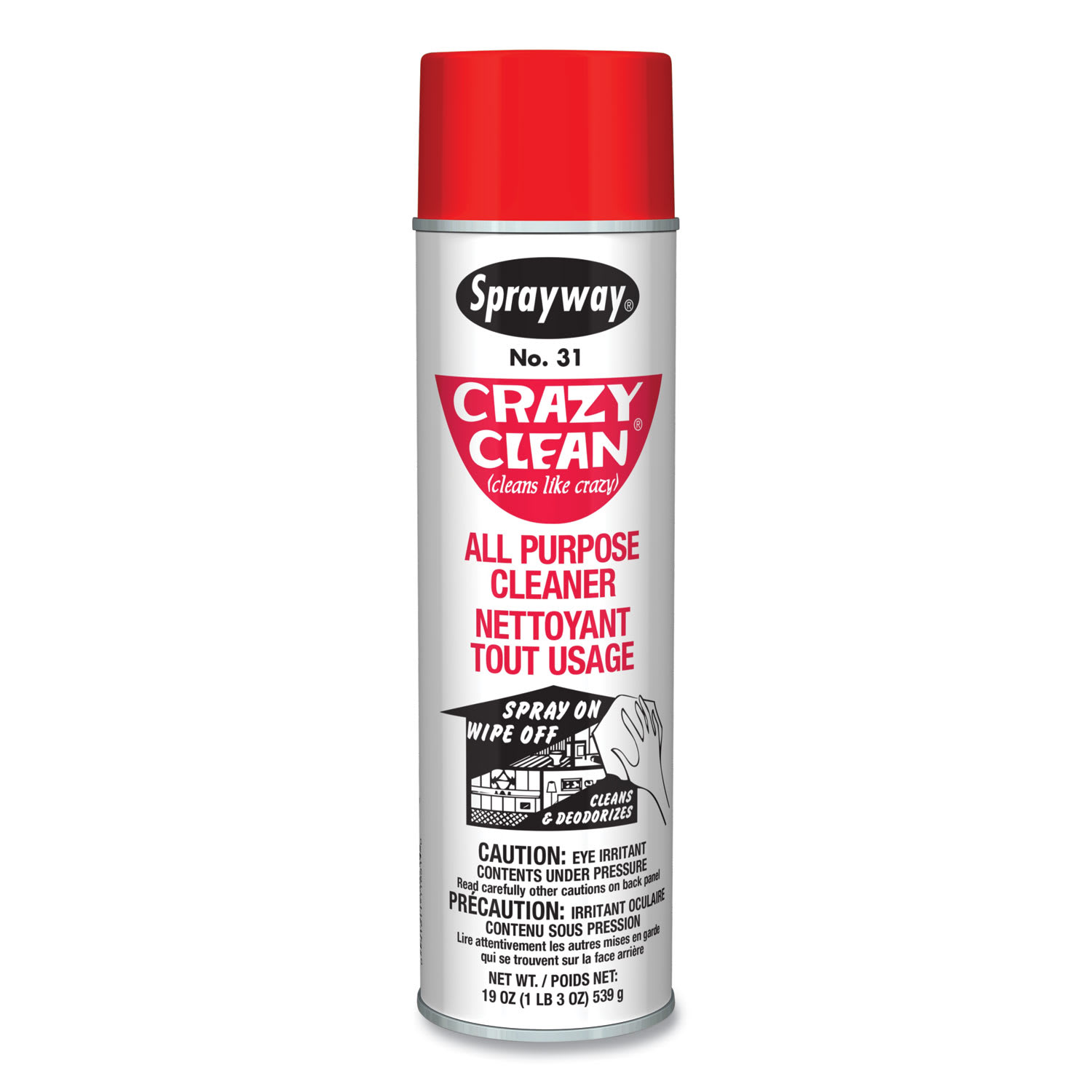 Sprayway Crazy Clean All Purpose Cleaner, Floral Scent, 19 oz Aerosol Spray, Dozen - Image 3
