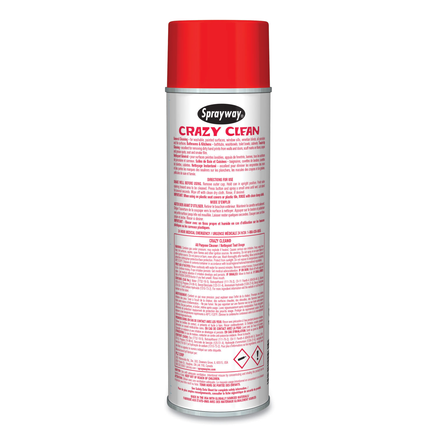 Sprayway Crazy Clean All Purpose Cleaner, Floral Scent, 19 oz Aerosol Spray, Dozen - Image 4