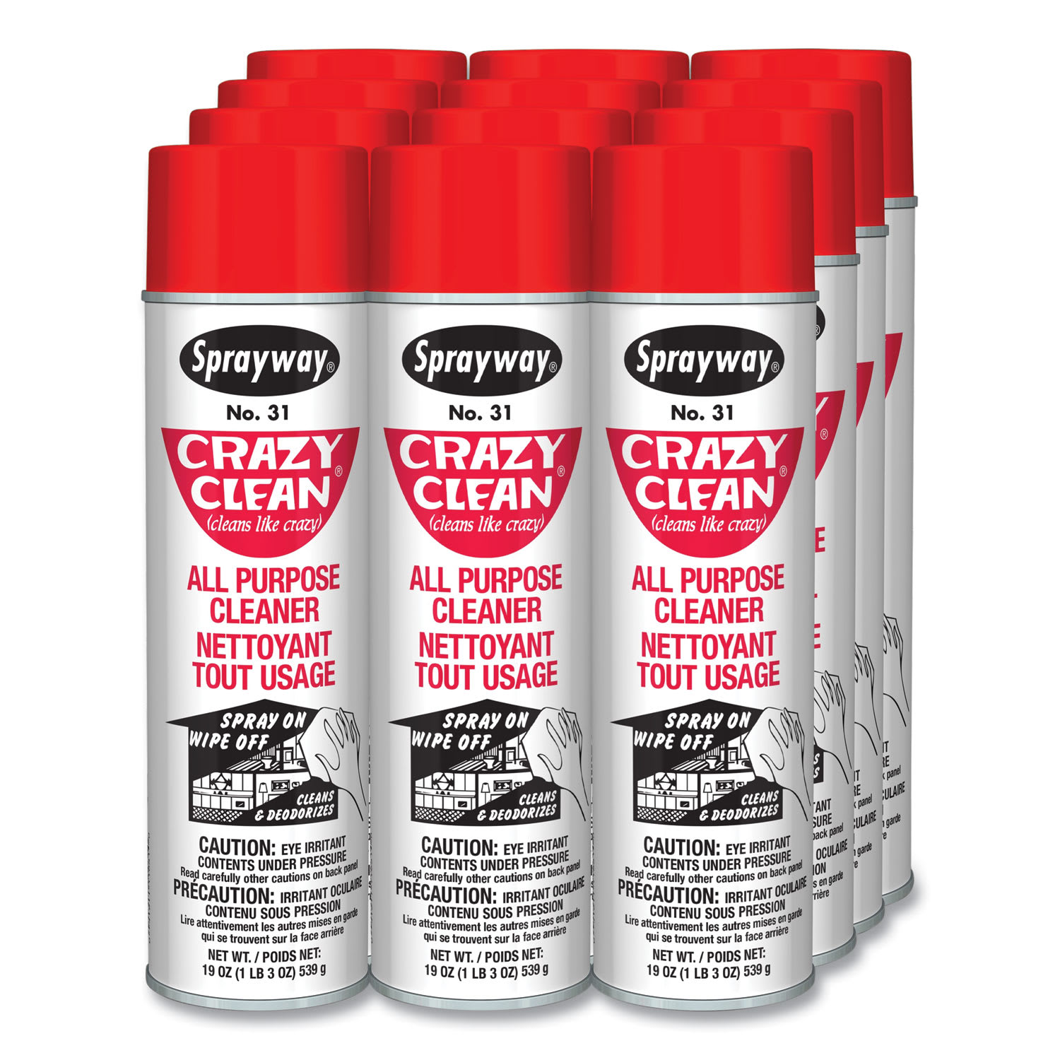 Sprayway Crazy Clean All Purpose Cleaner, Floral Scent, 19 oz Aerosol Spray, Dozen - Image 6