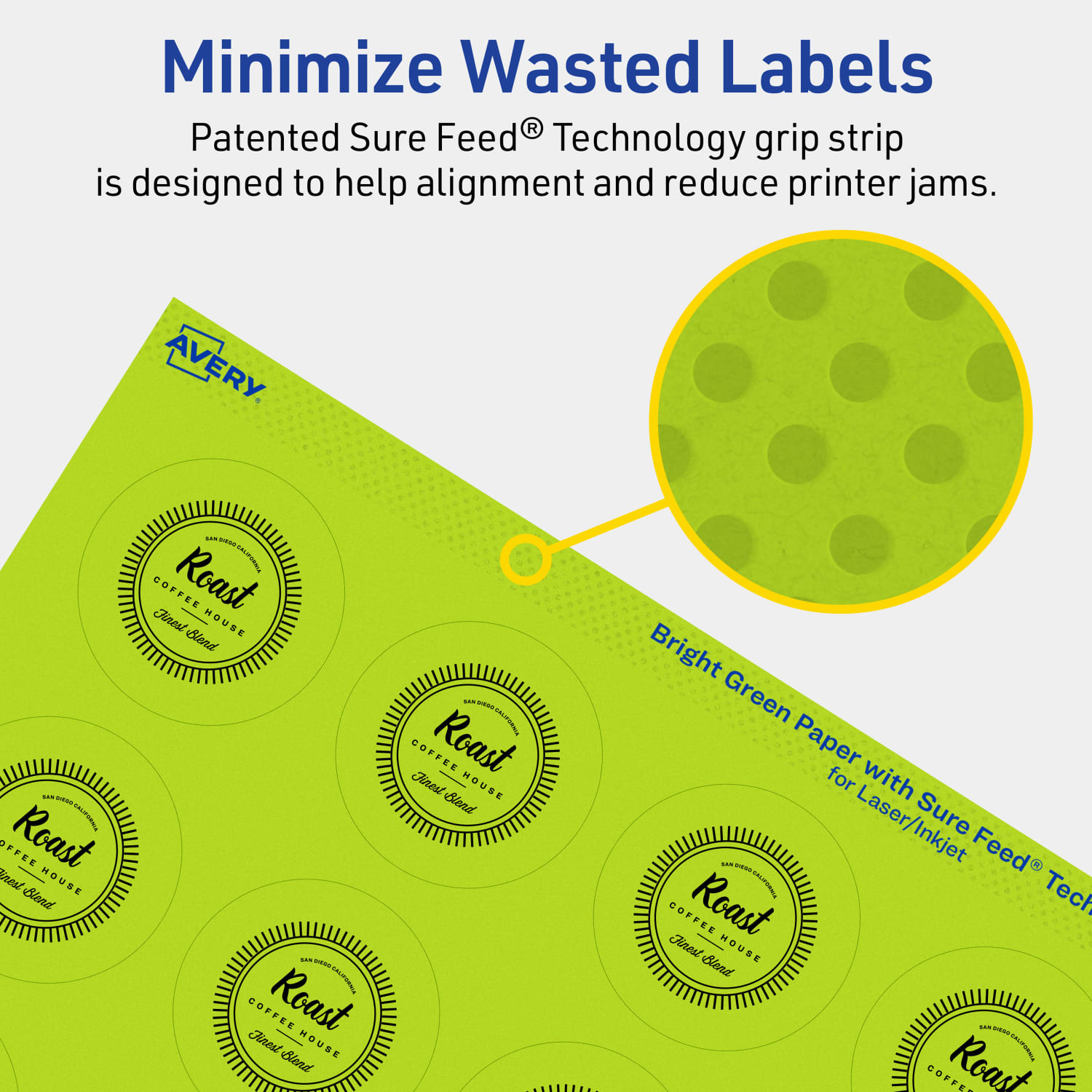 Avery Print-To-The-Edge Labels With Sure Feed Technology And Easy Peel Label Feature, 94509-BGP40, Round, 1-3/4in, Matte Bright Green, Pack of 800 - Image 5
