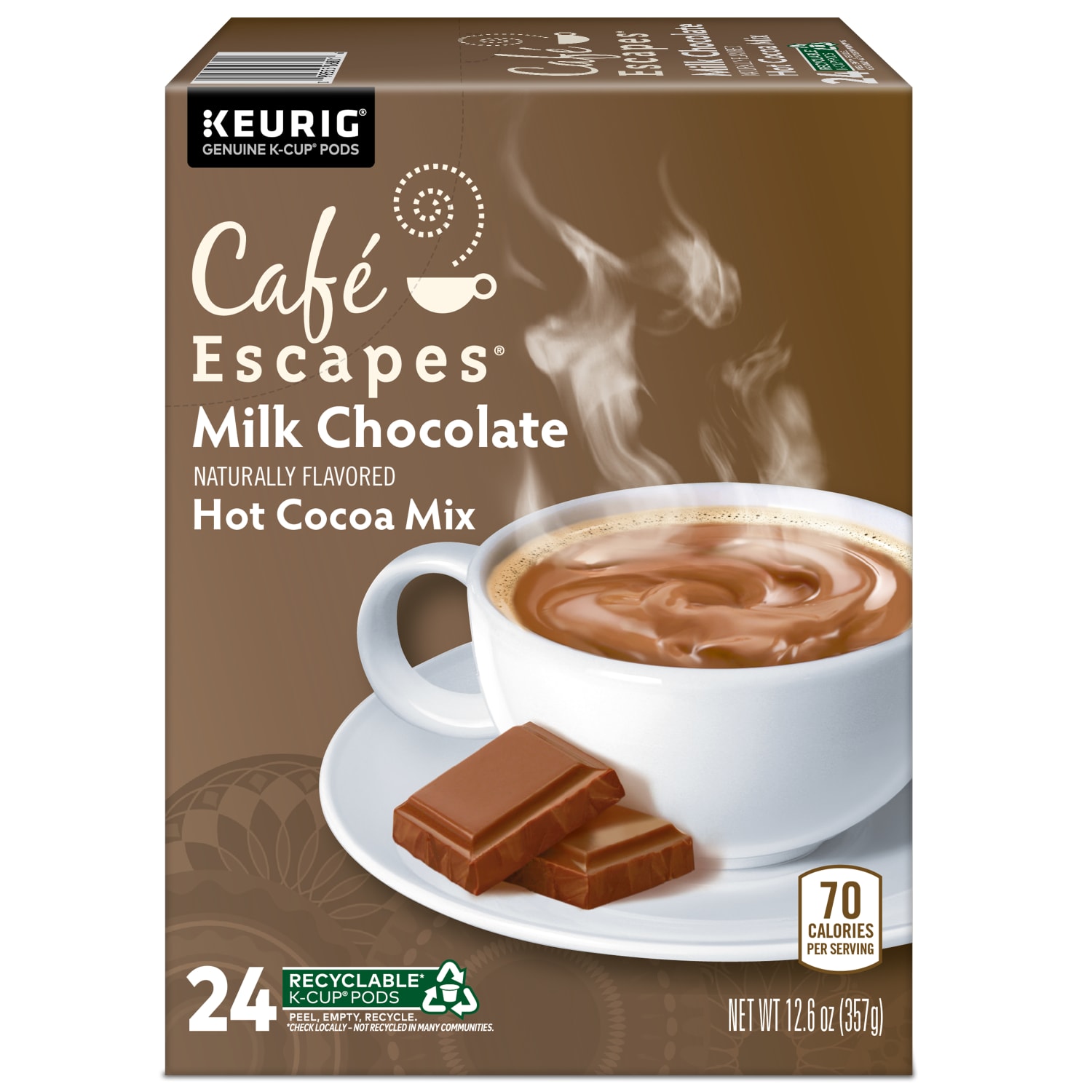 Cafe Escapes Milk Chocolate Hot Cocoa Keurig Single-Serve K-Cup Pods, 24 Pods Per Pack, Case Of 4 Packs - Image 4