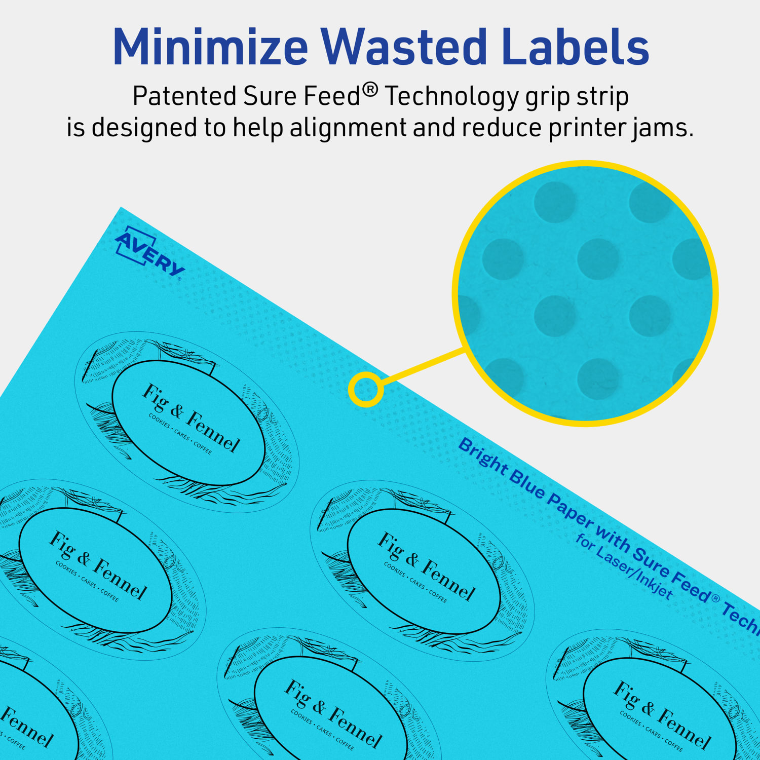Avery Printable Labels With Sure Feed Technology, 94051-BBP10, Oval, 1-1/2in x 2-1/2in, Matte Bright Blue, Pack of 180 - Image 5
